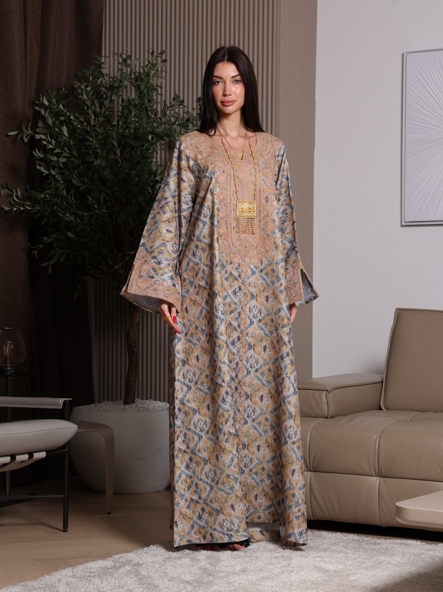 Golden Ikat Kaftan