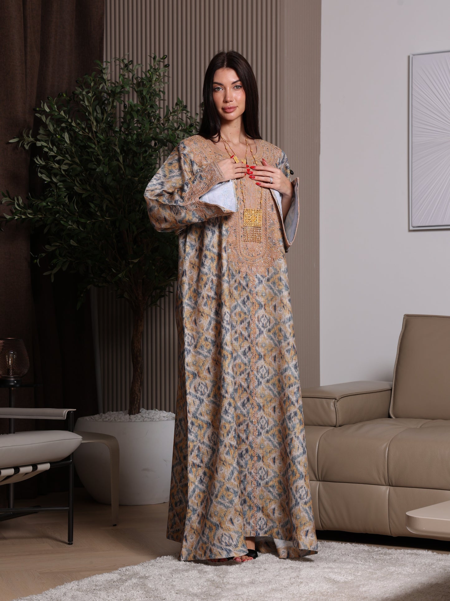 Golden Ikat Kaftan