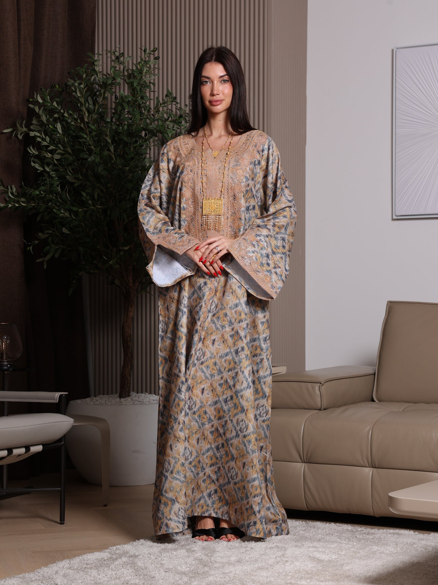 Golden Ikat Kaftan