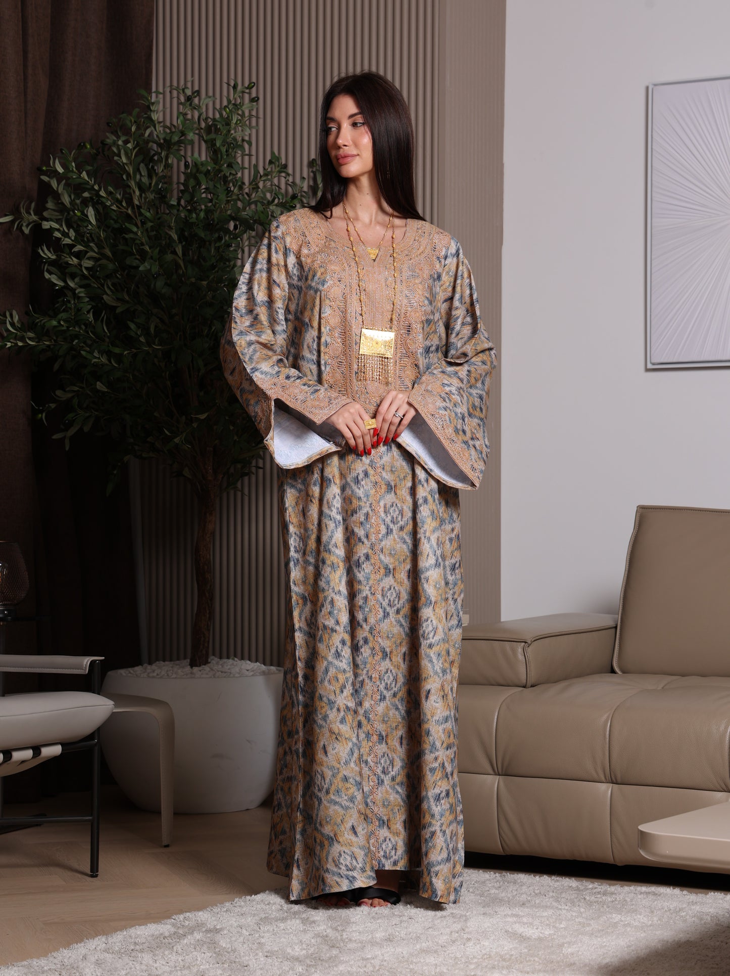 Golden Ikat Kaftan