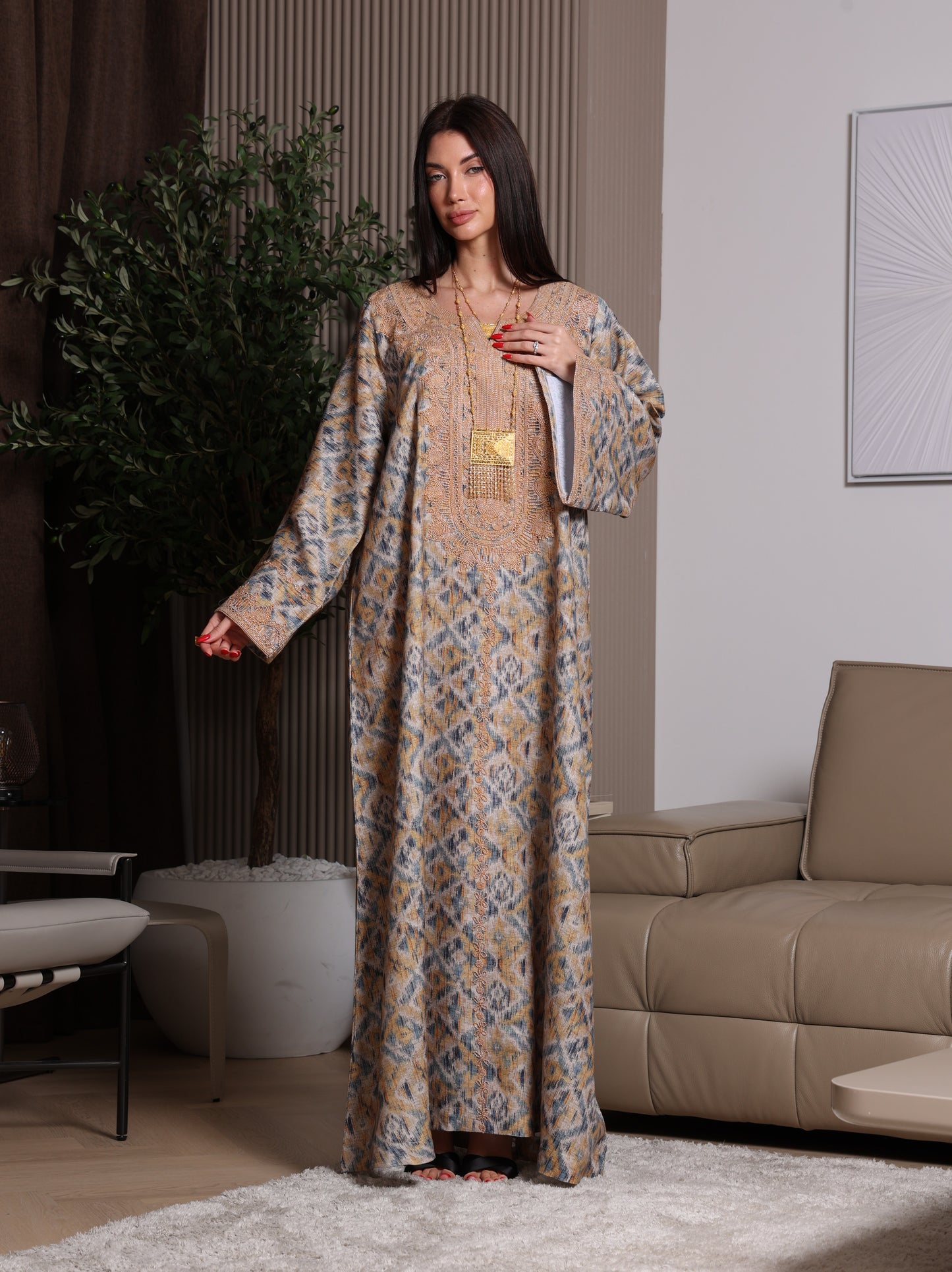 Golden Ikat Kaftan