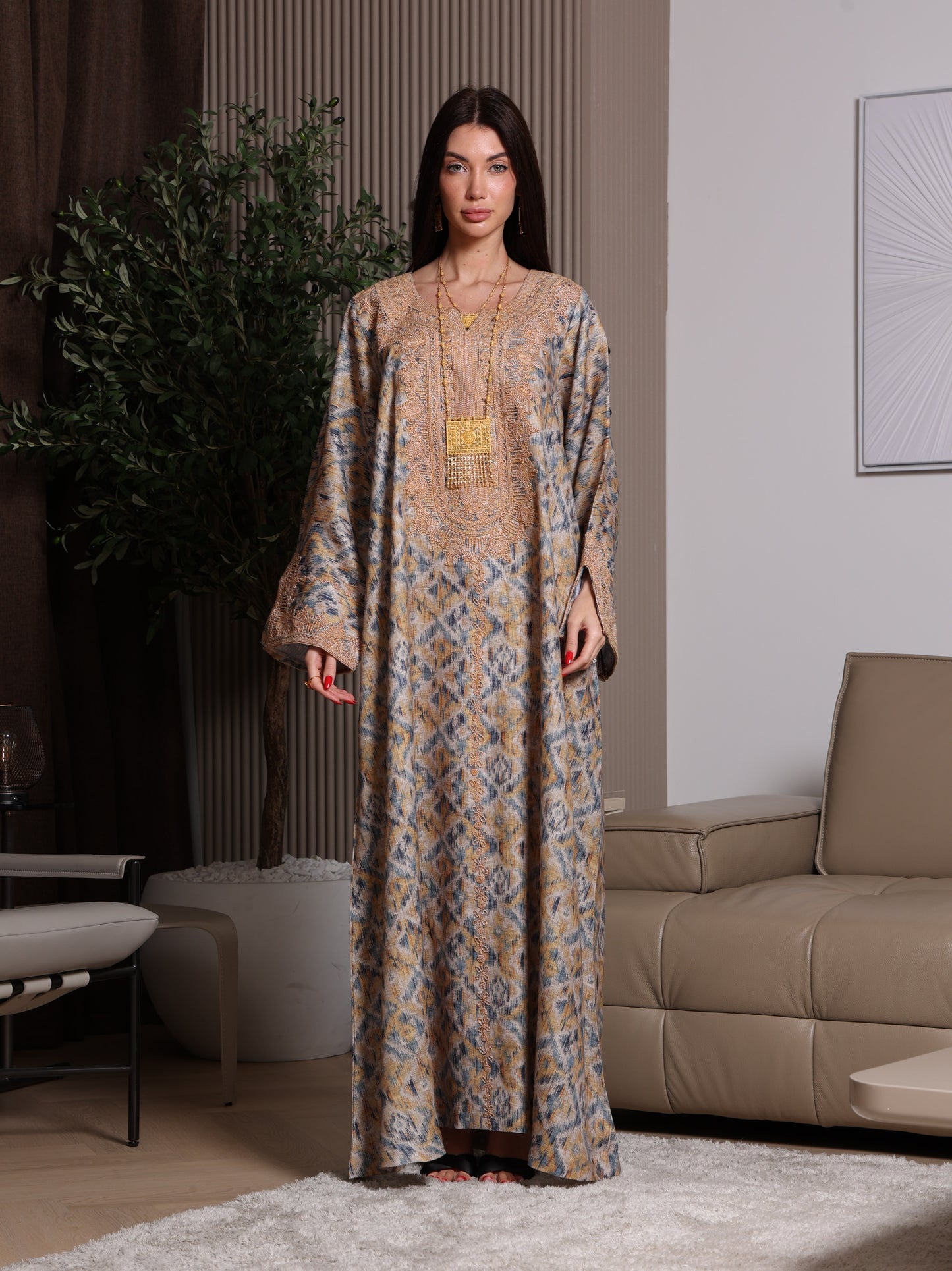 Golden Ikat Kaftan