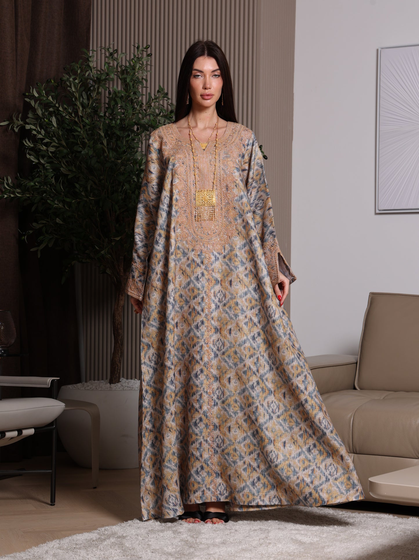 Golden Ikat Kaftan