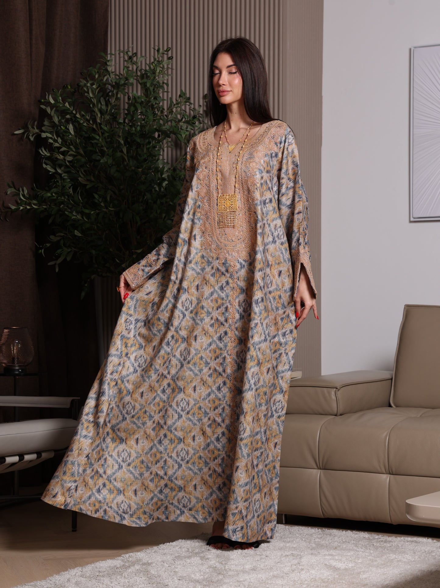 Golden Ikat Kaftan