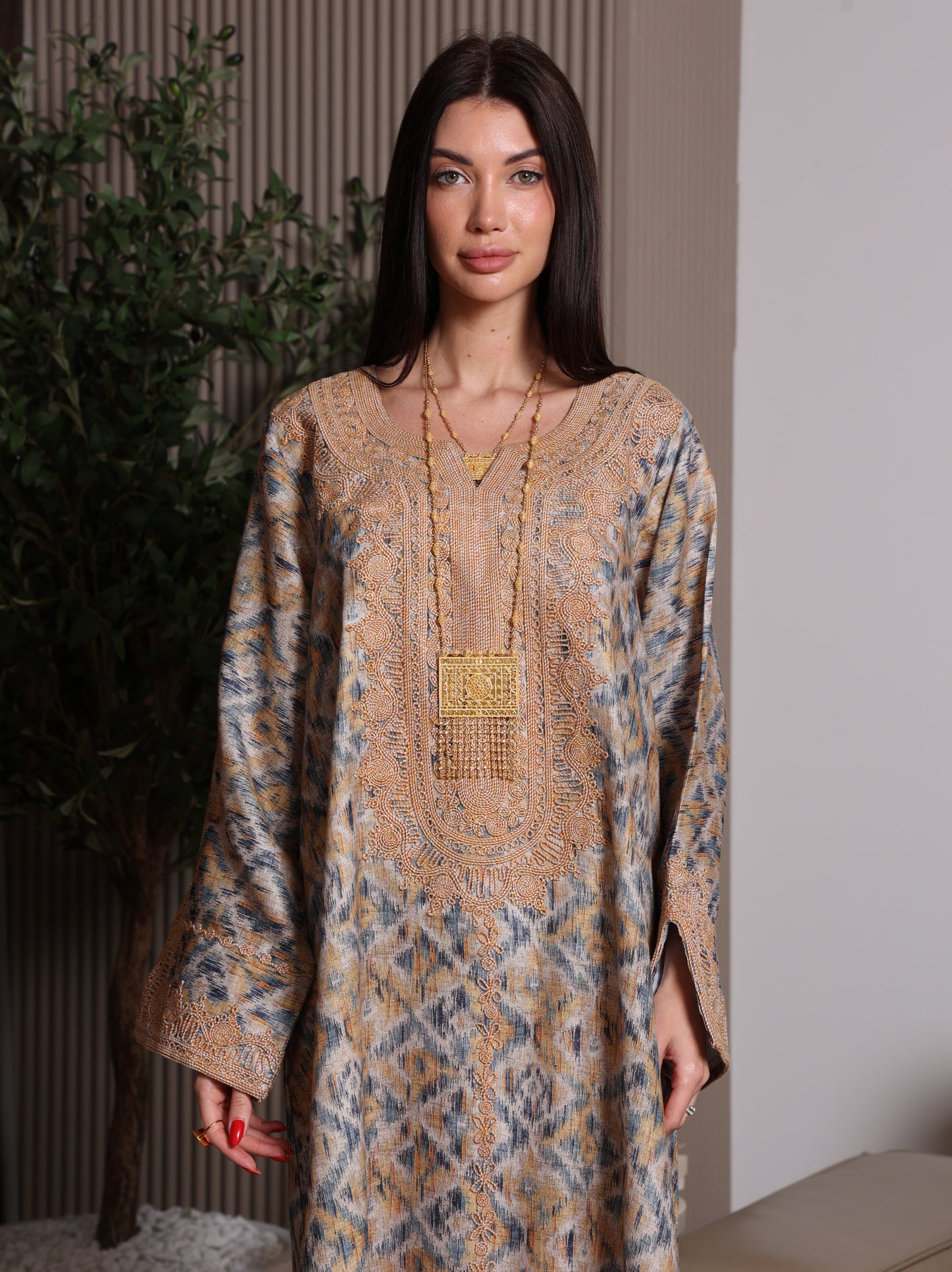 Golden Ikat Kaftan