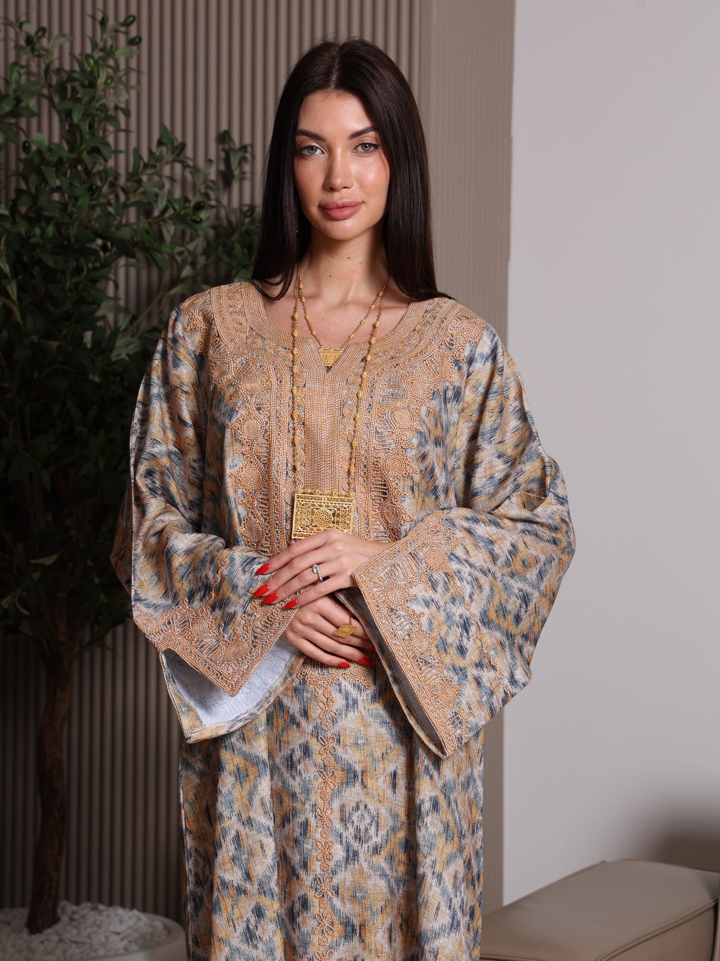 Golden Ikat Kaftan