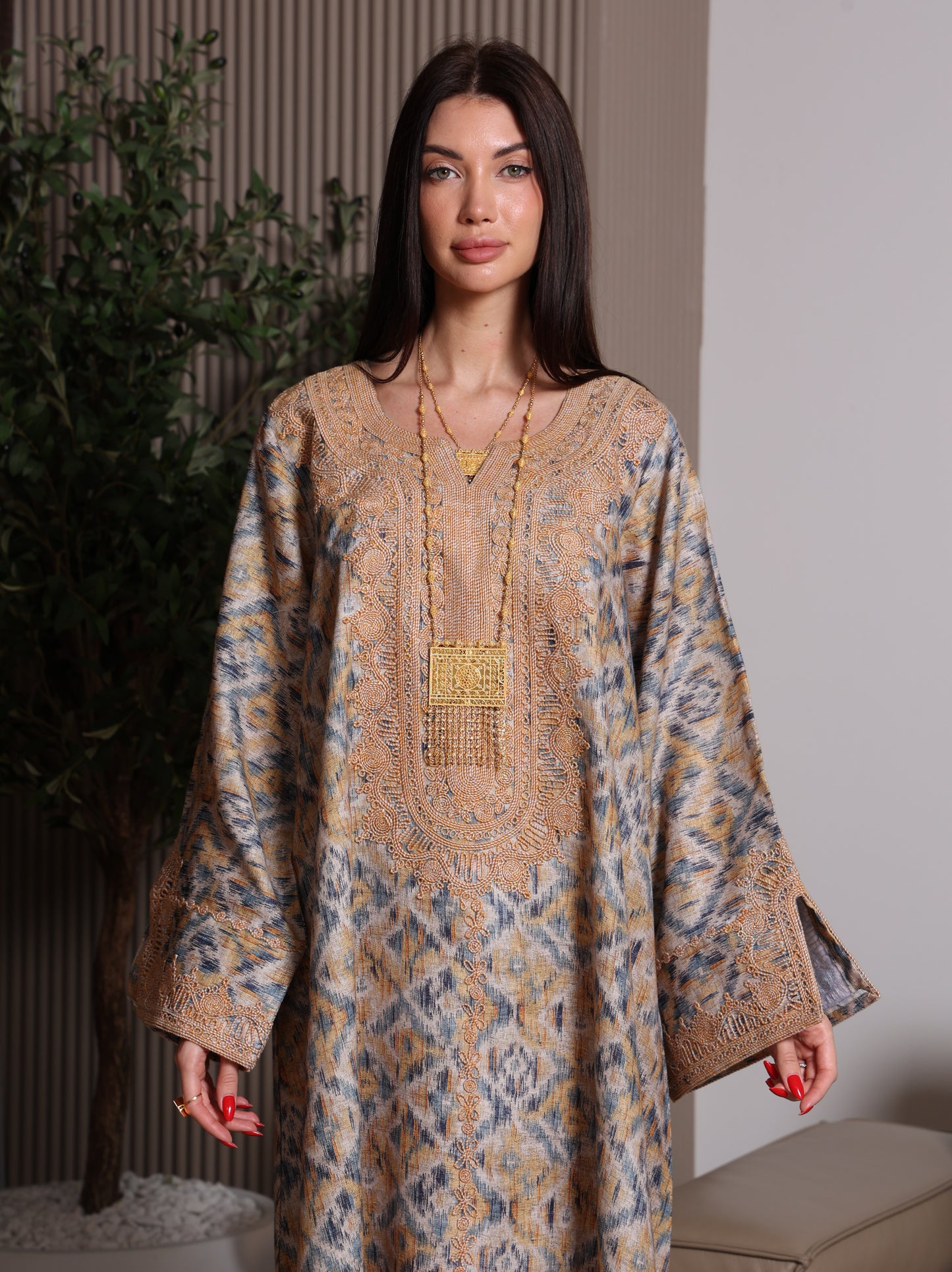 Golden Ikat Kaftan