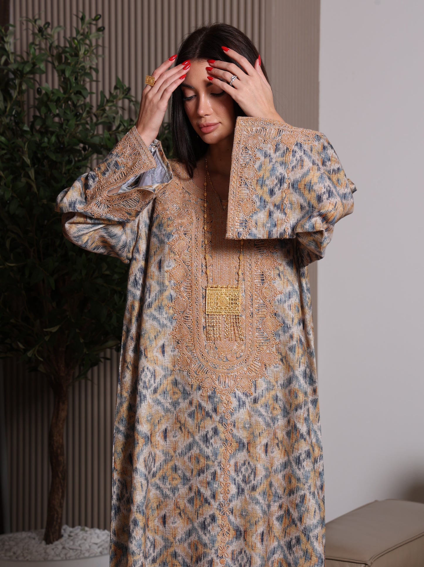 Golden Ikat Kaftan