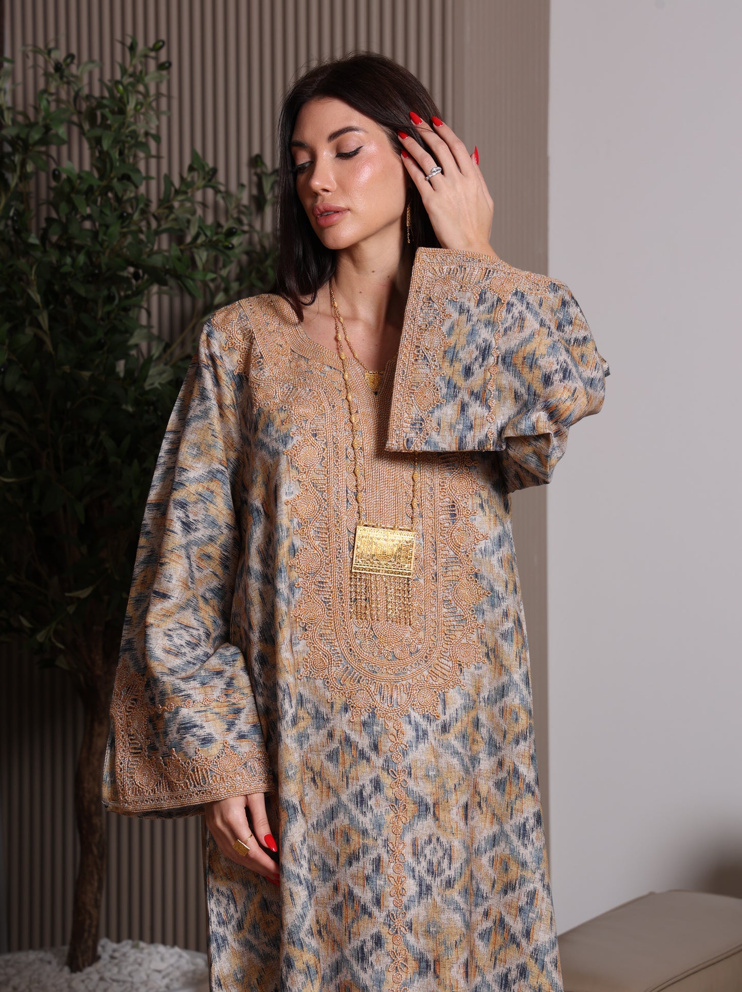 Golden Ikat Kaftan