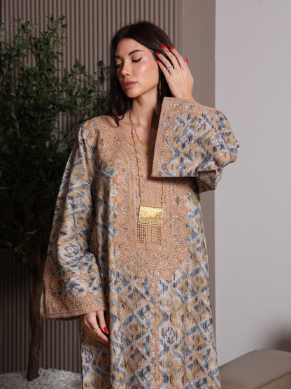 Golden Ikat Kaftan