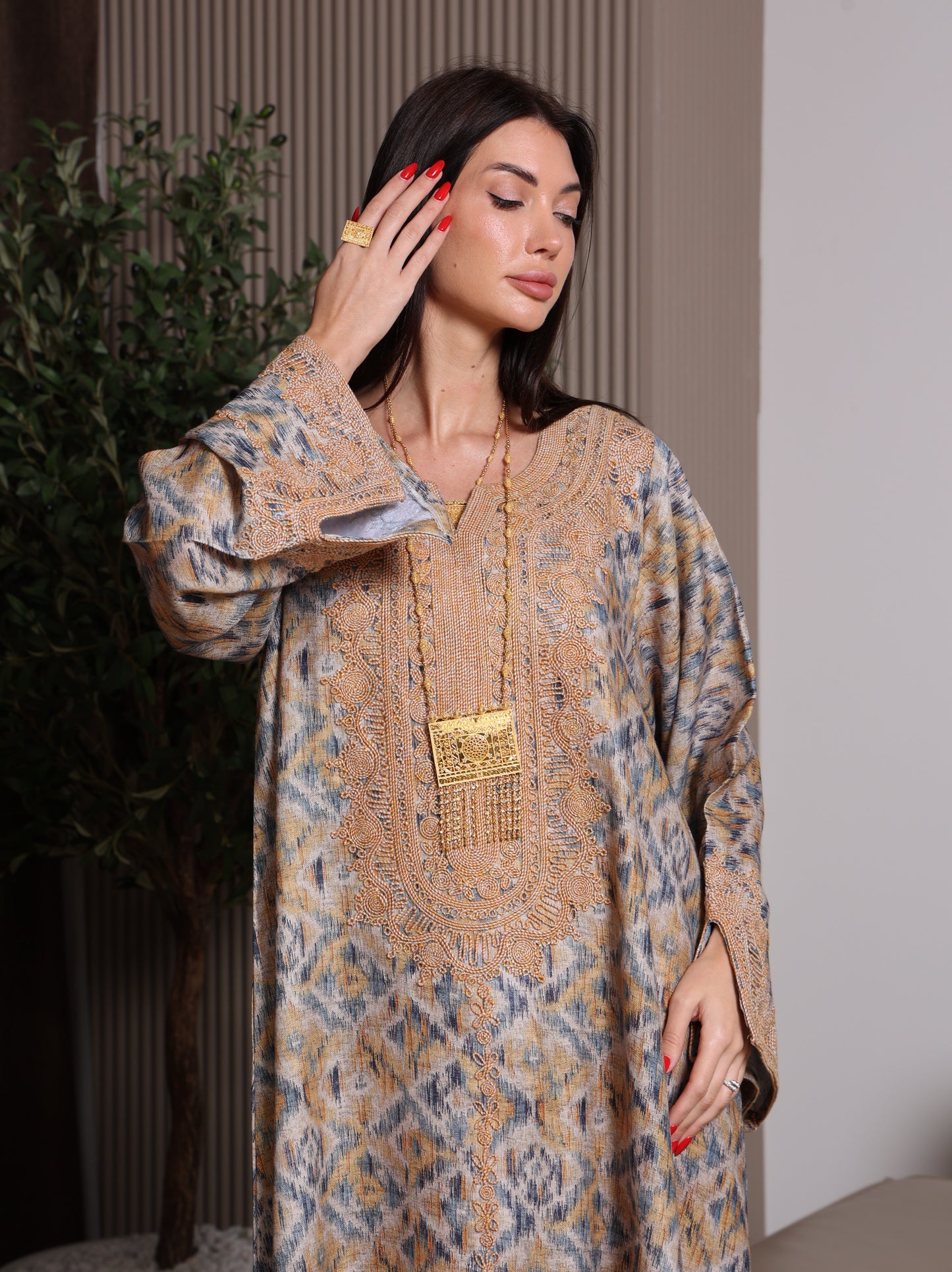 Golden Ikat Kaftan