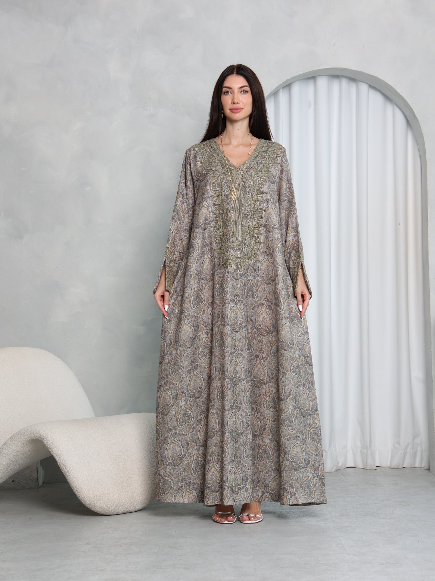 Taupe Paisley Kaftan