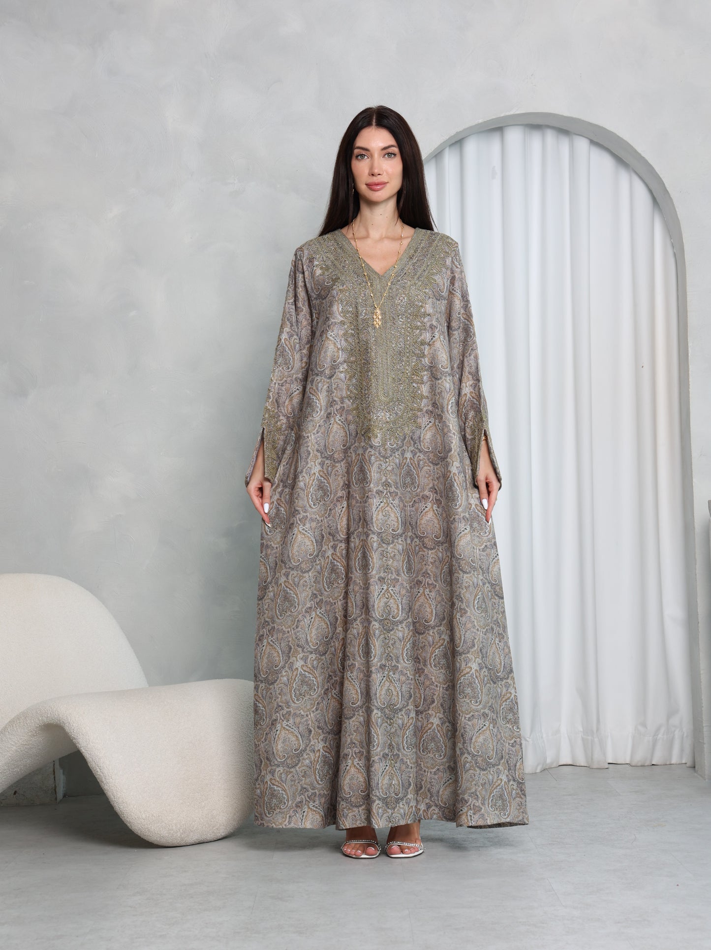 Taupe Paisley Kaftan