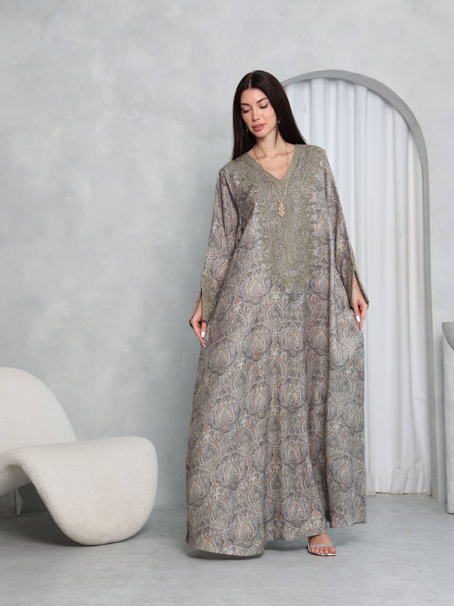 Taupe Paisley Kaftan
