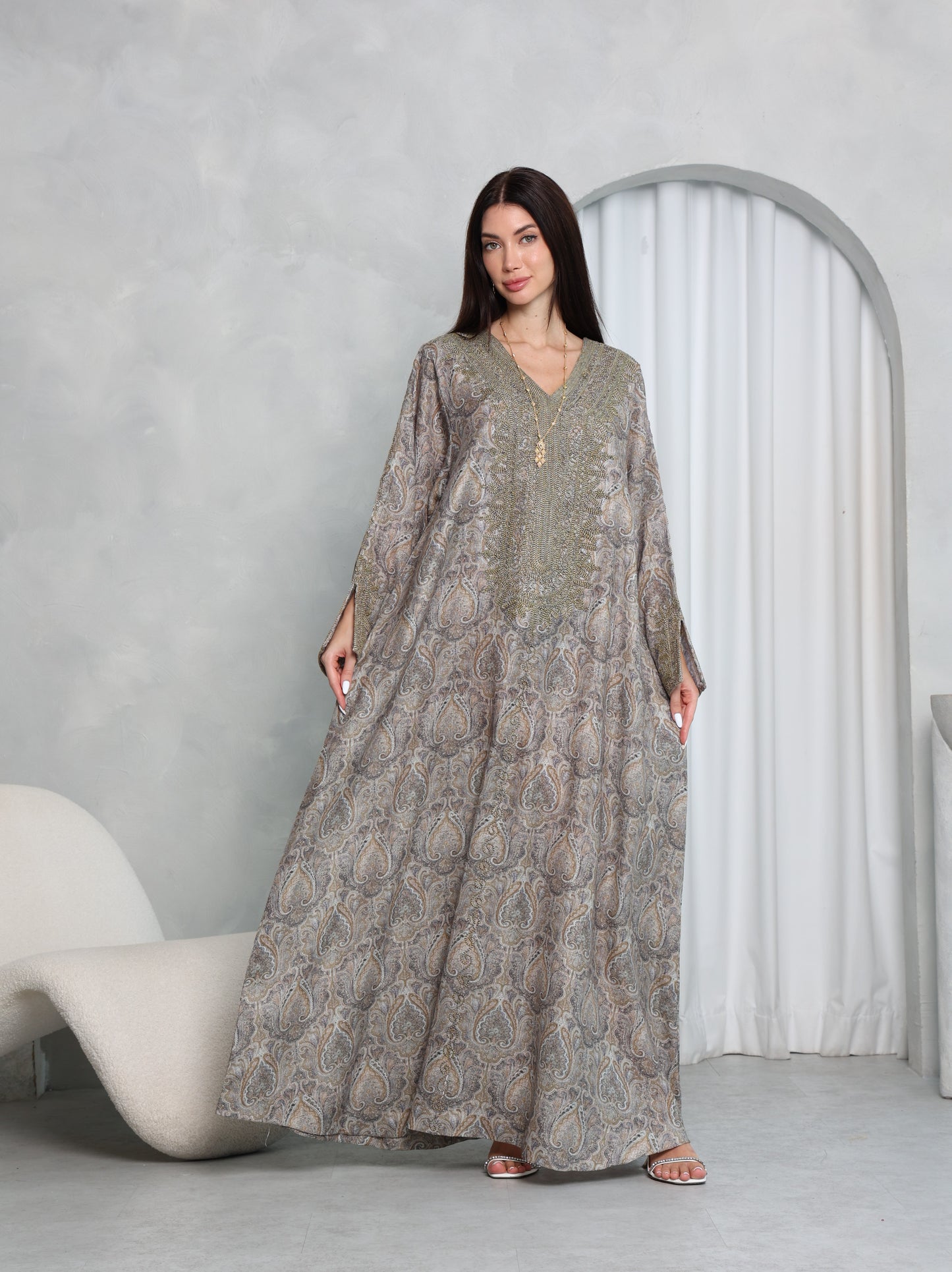 Taupe Paisley Kaftan