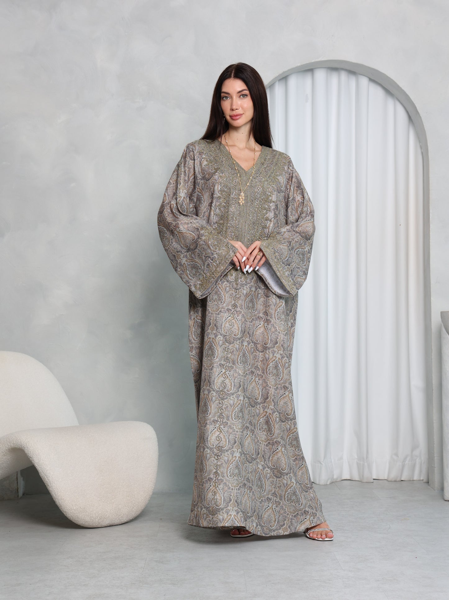 Taupe Paisley Kaftan