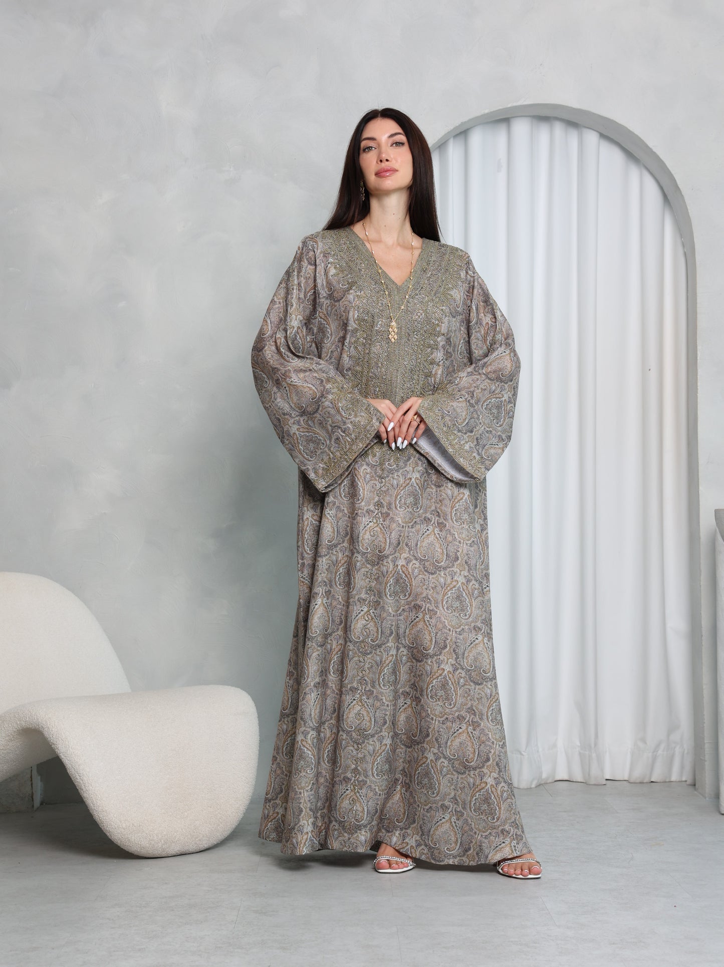 Taupe Paisley Kaftan