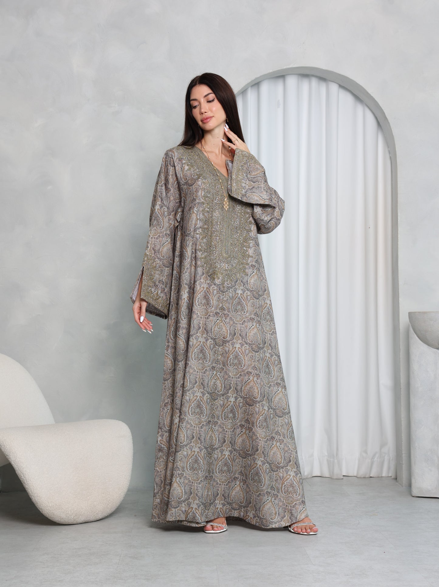 Taupe Paisley Kaftan