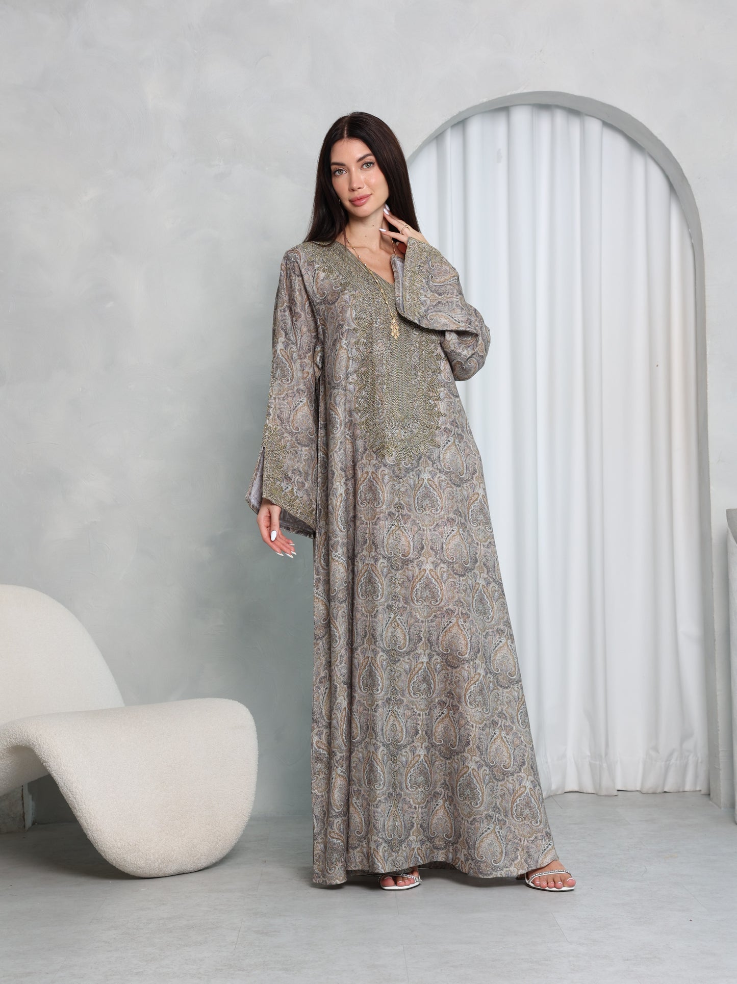Taupe Paisley Kaftan