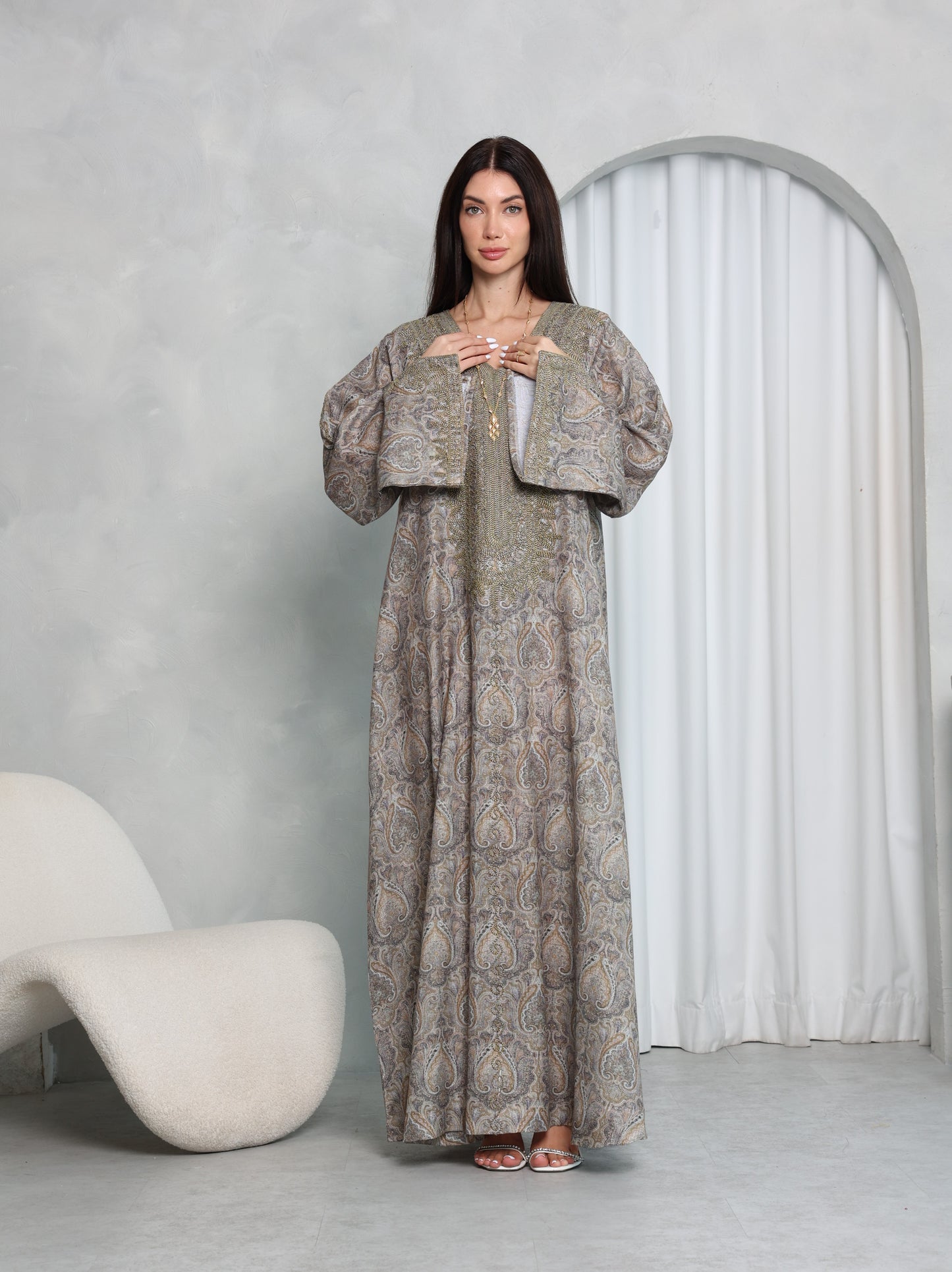 Taupe Paisley Kaftan
