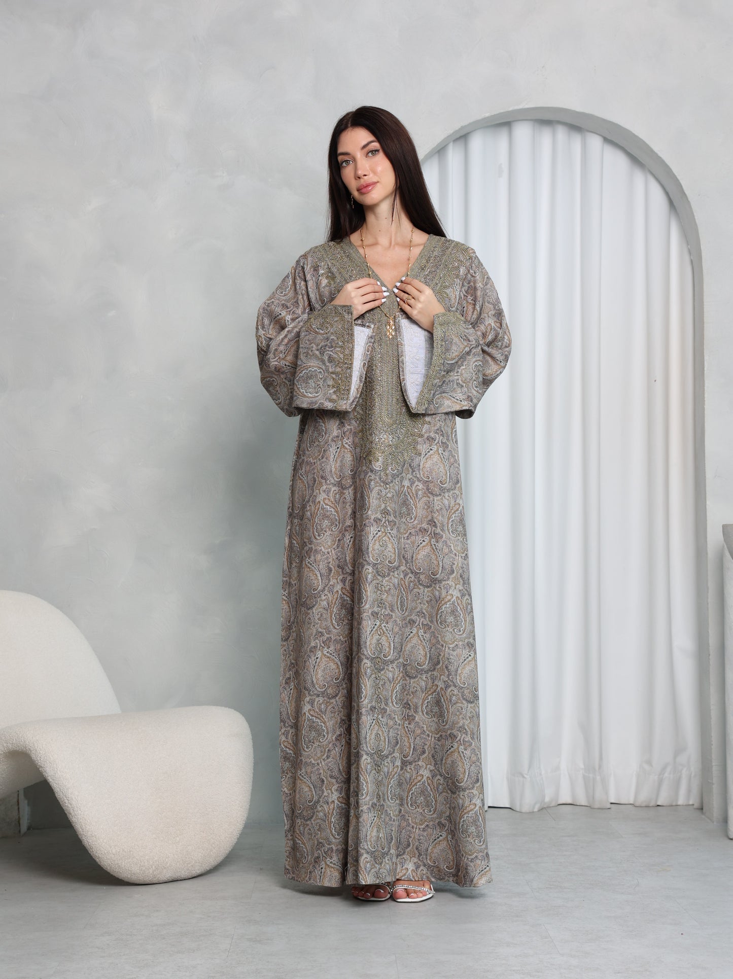 Taupe Paisley Kaftan
