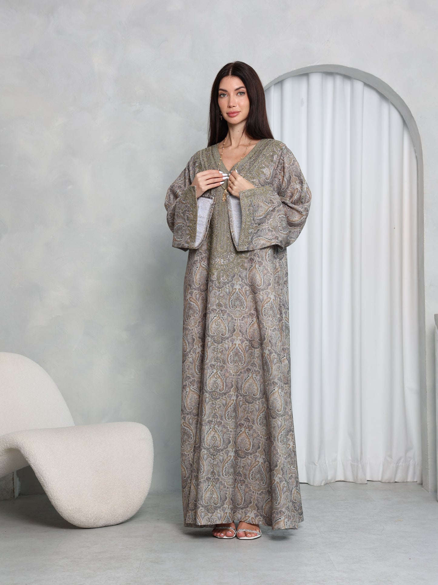 Taupe Paisley Kaftan