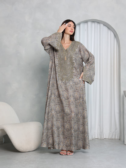 Taupe Paisley Kaftan