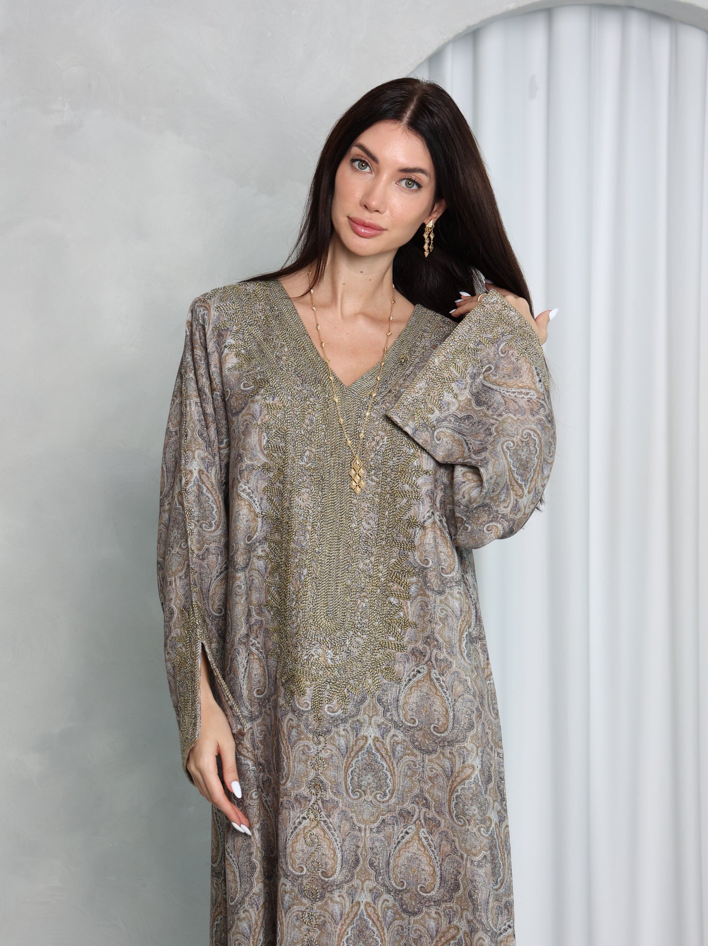 Taupe Paisley Kaftan