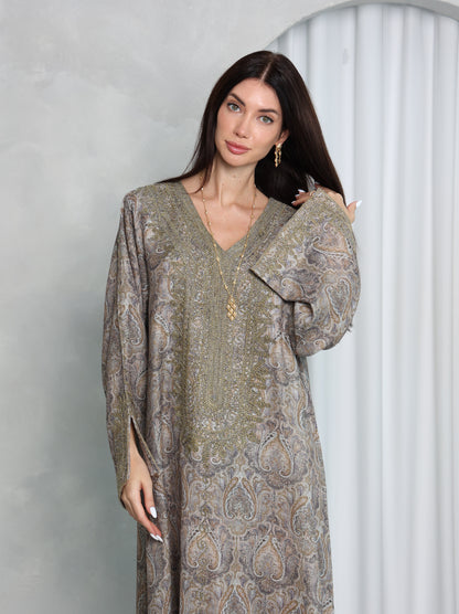 Taupe Paisley Kaftan