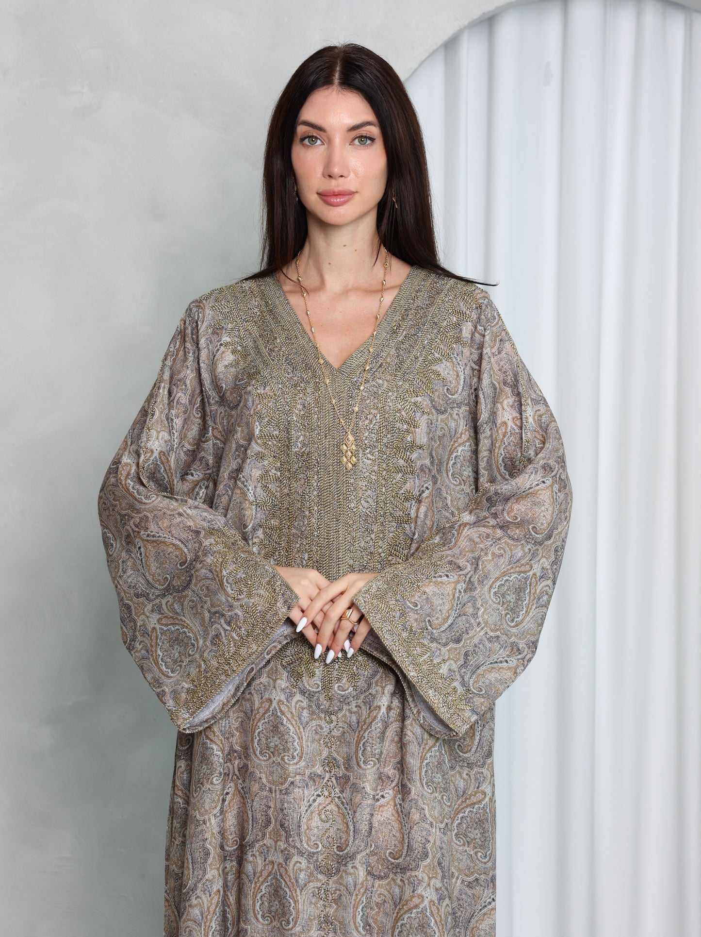 Taupe Paisley Kaftan