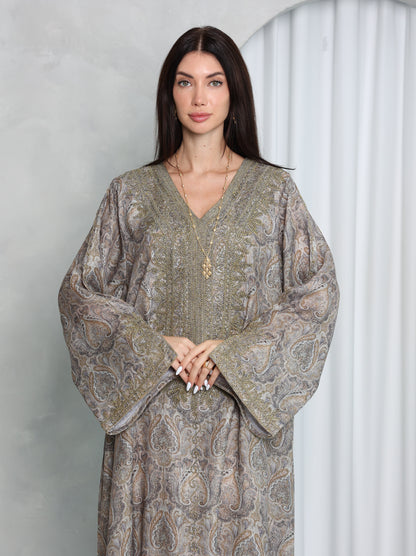 Taupe Paisley Kaftan