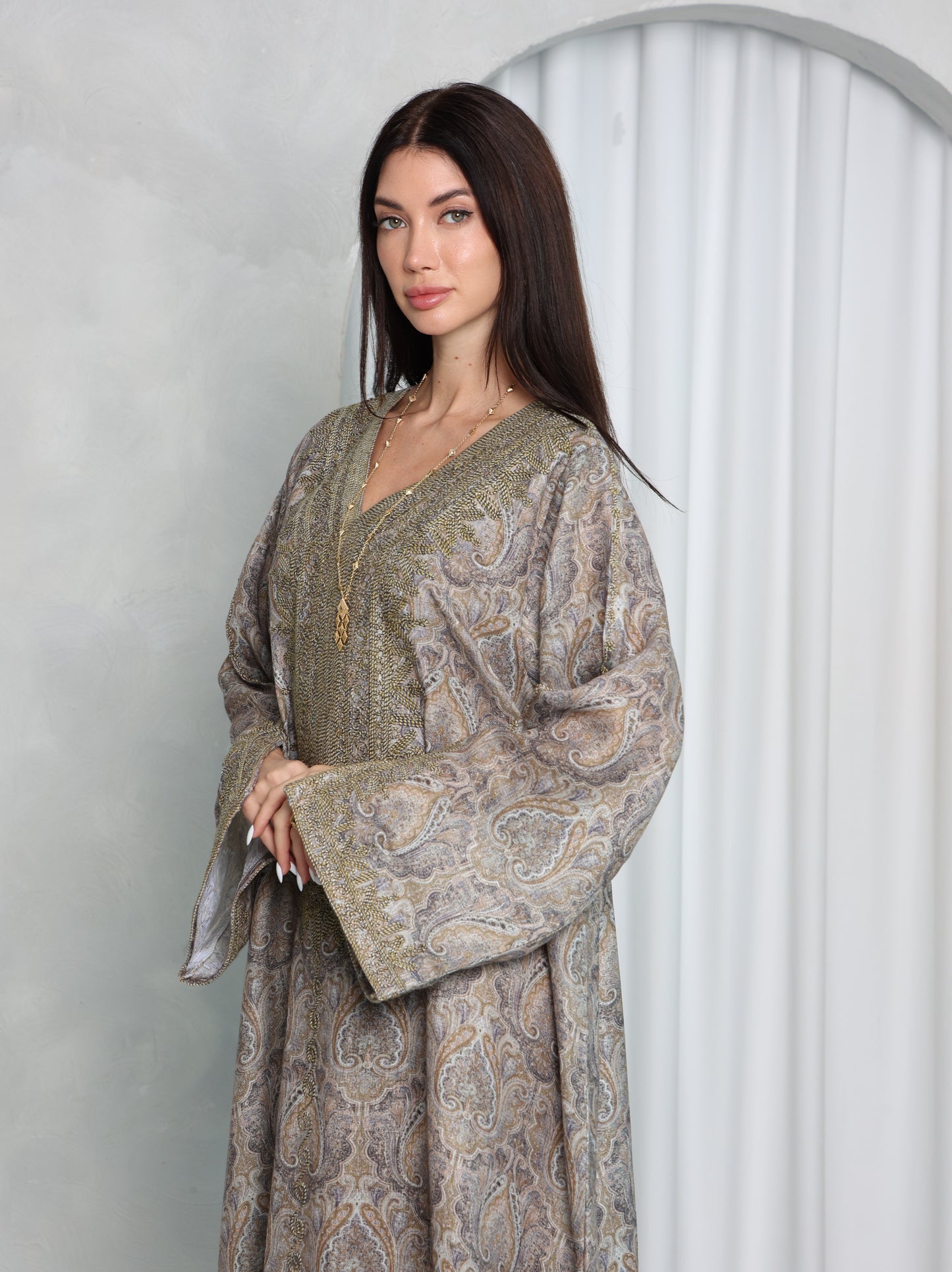 Taupe Paisley Kaftan