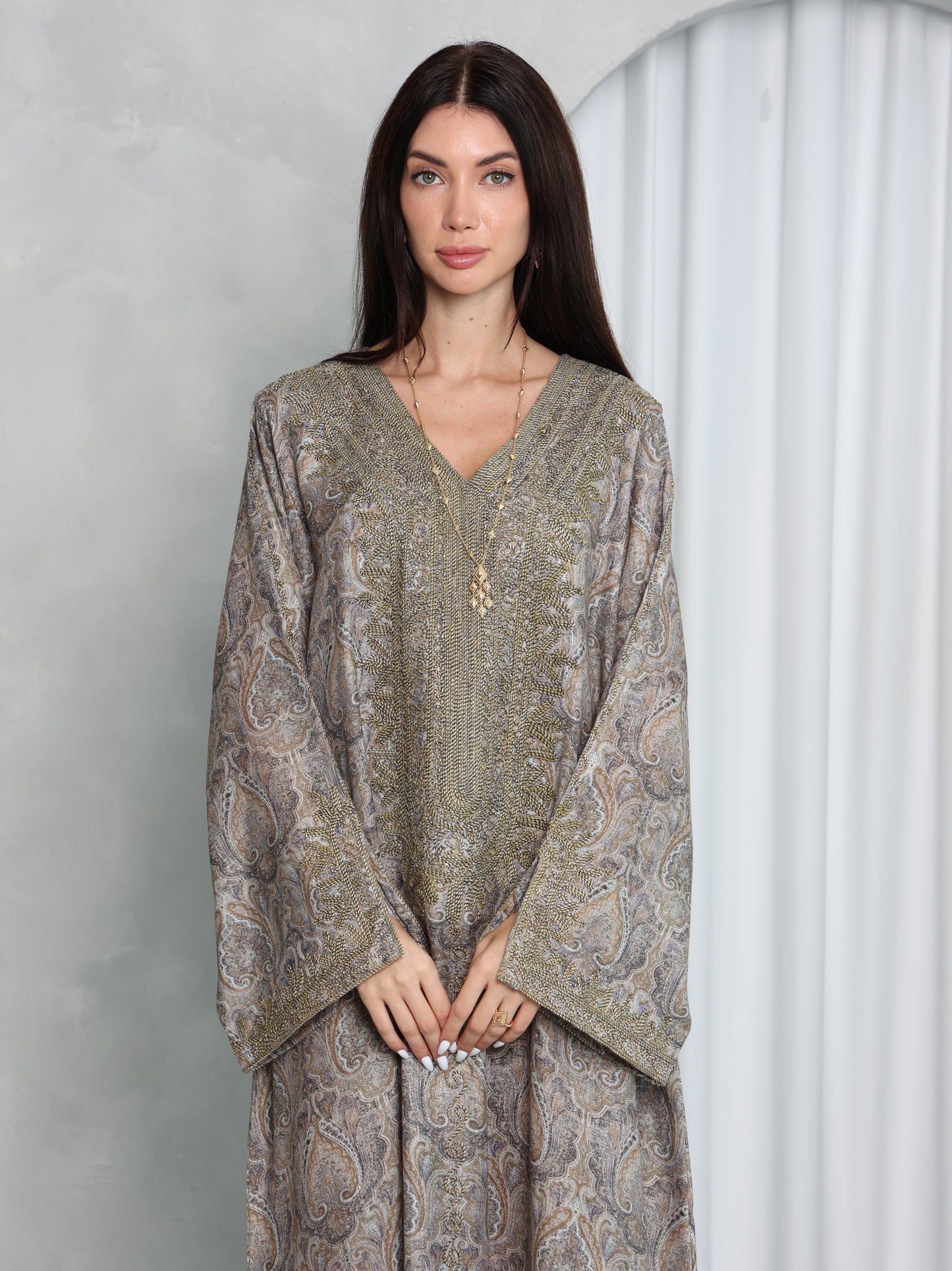 Taupe Paisley Kaftan