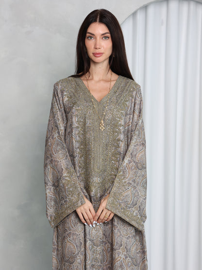 Taupe Paisley Kaftan