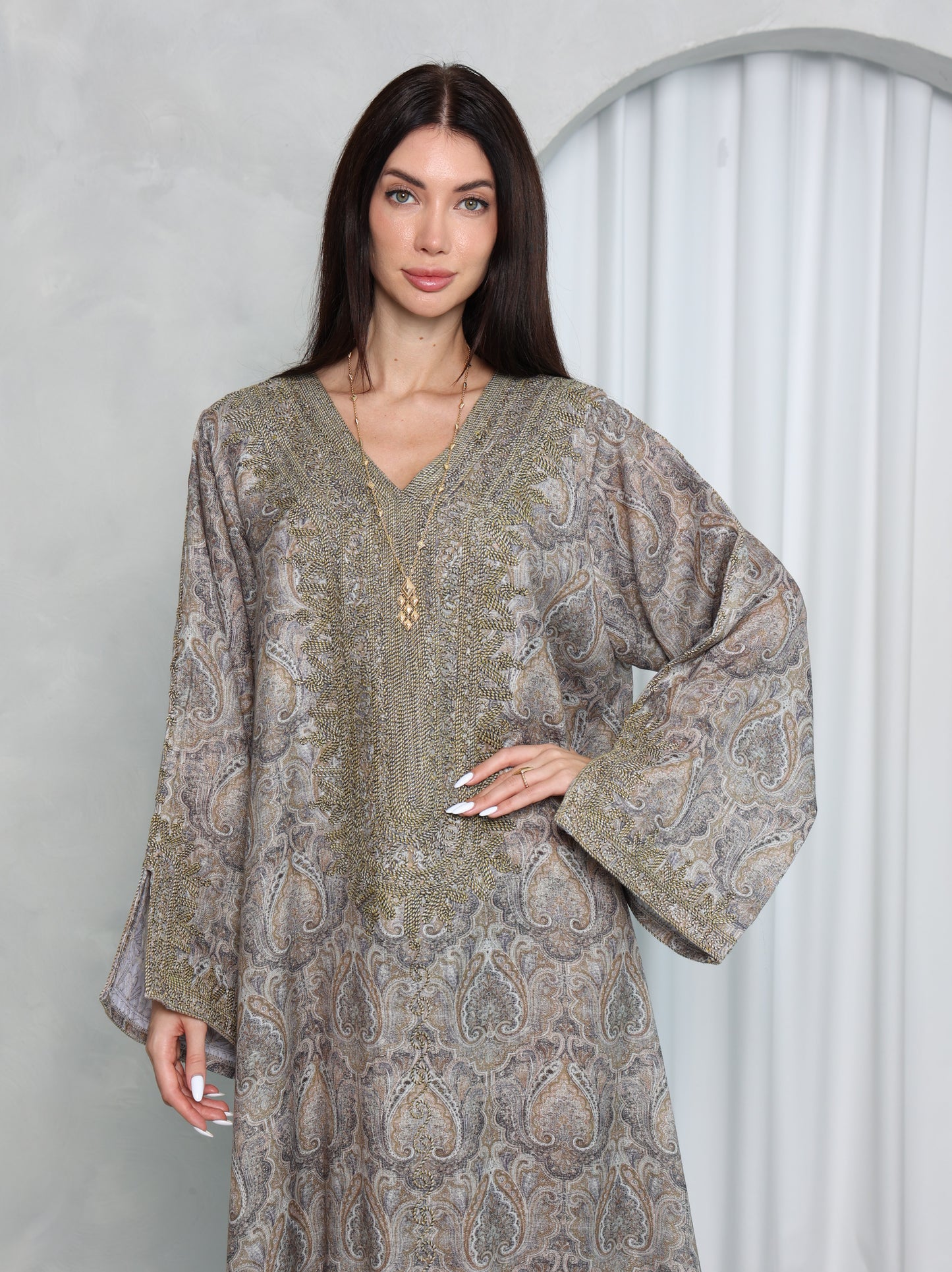 Taupe Paisley Kaftan