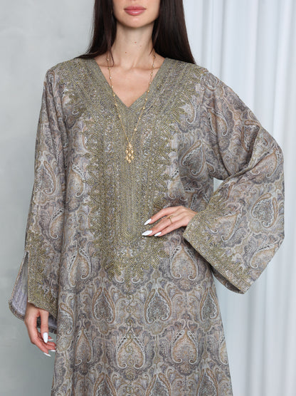 Taupe Paisley Kaftan