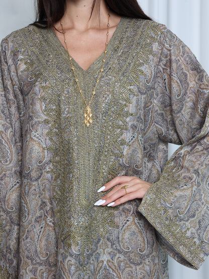 Taupe Paisley Kaftan