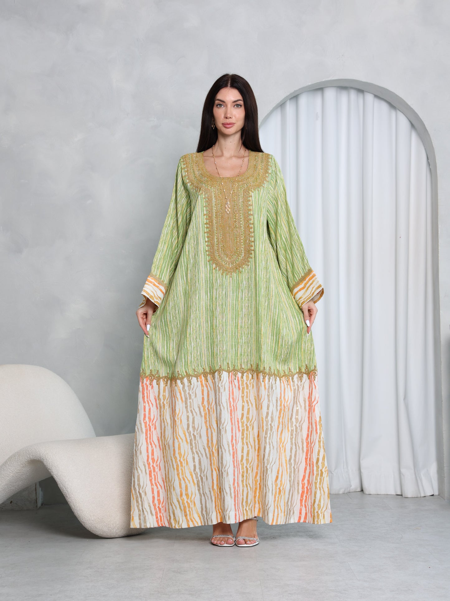 Pistachio Stripe Kaftan