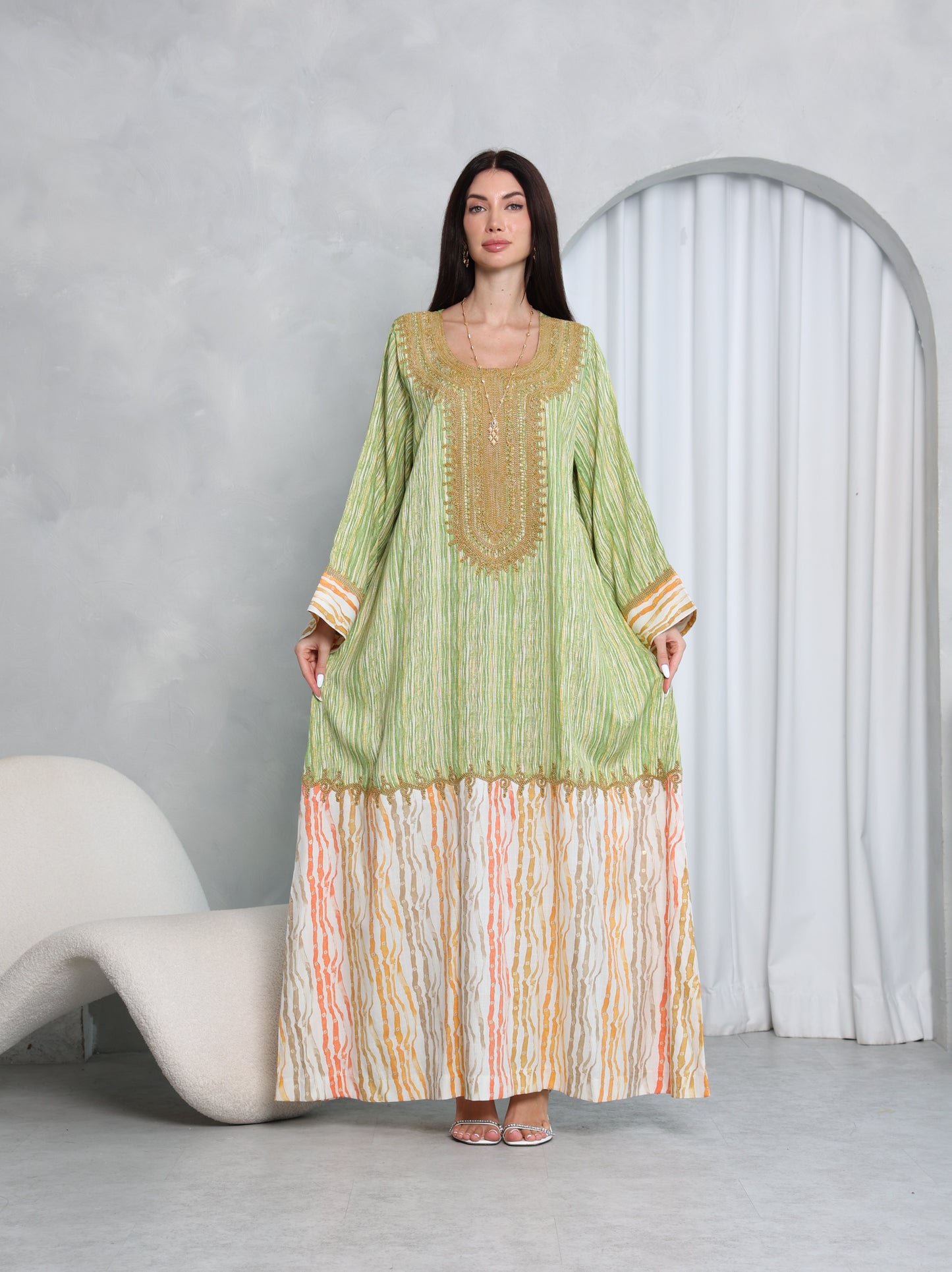 Pistachio Stripe Kaftan