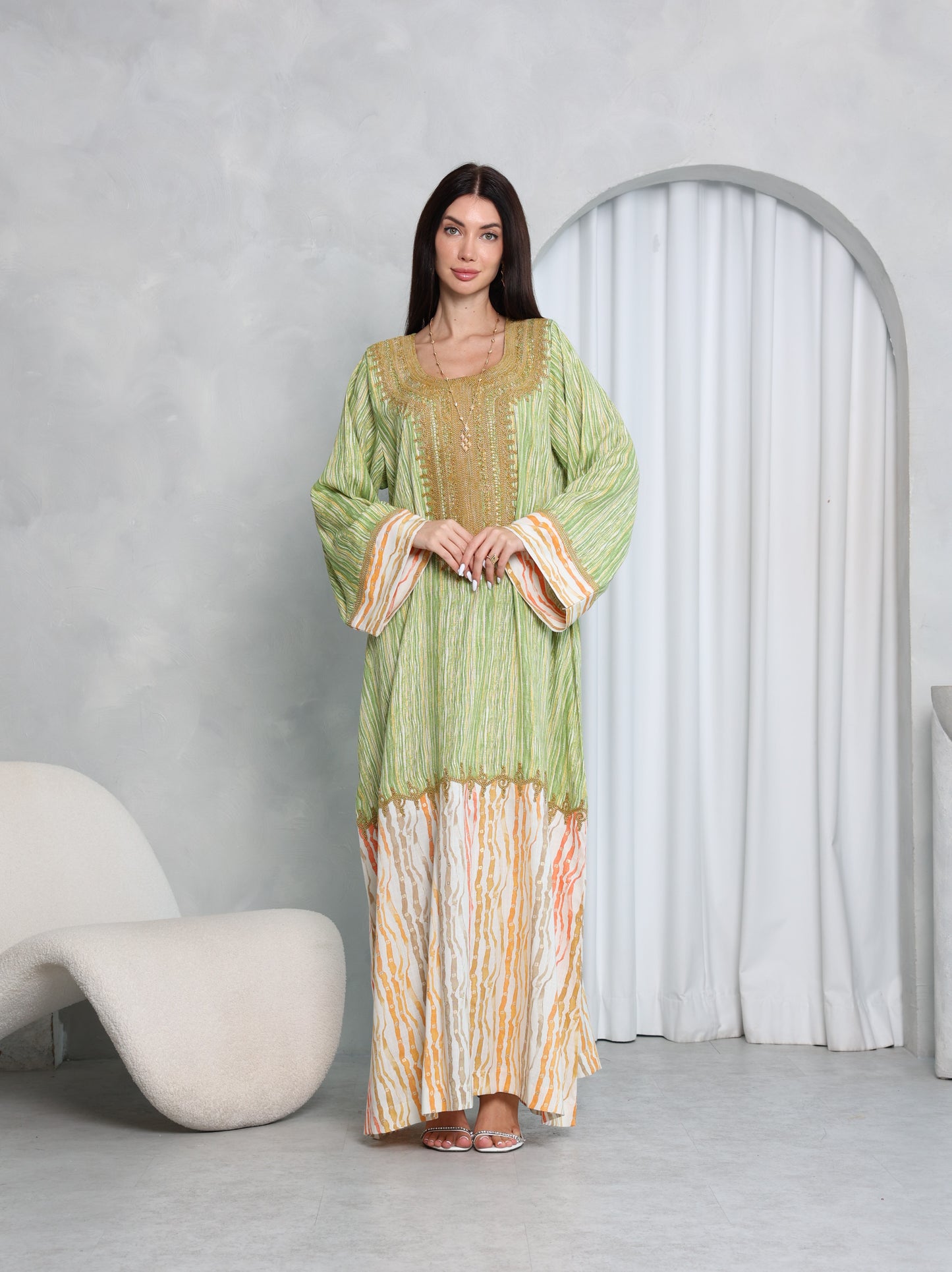 Pistachio Stripe Kaftan