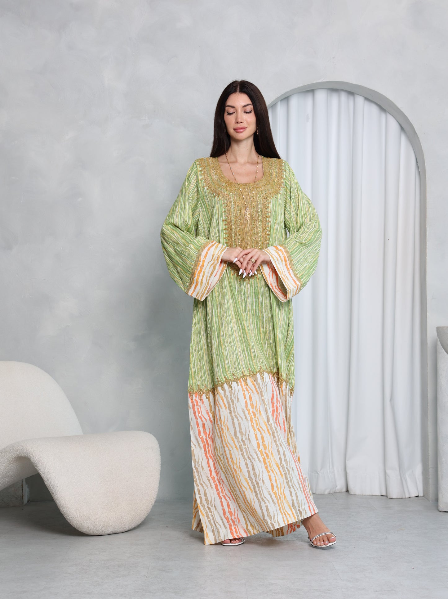 Pistachio Stripe Kaftan