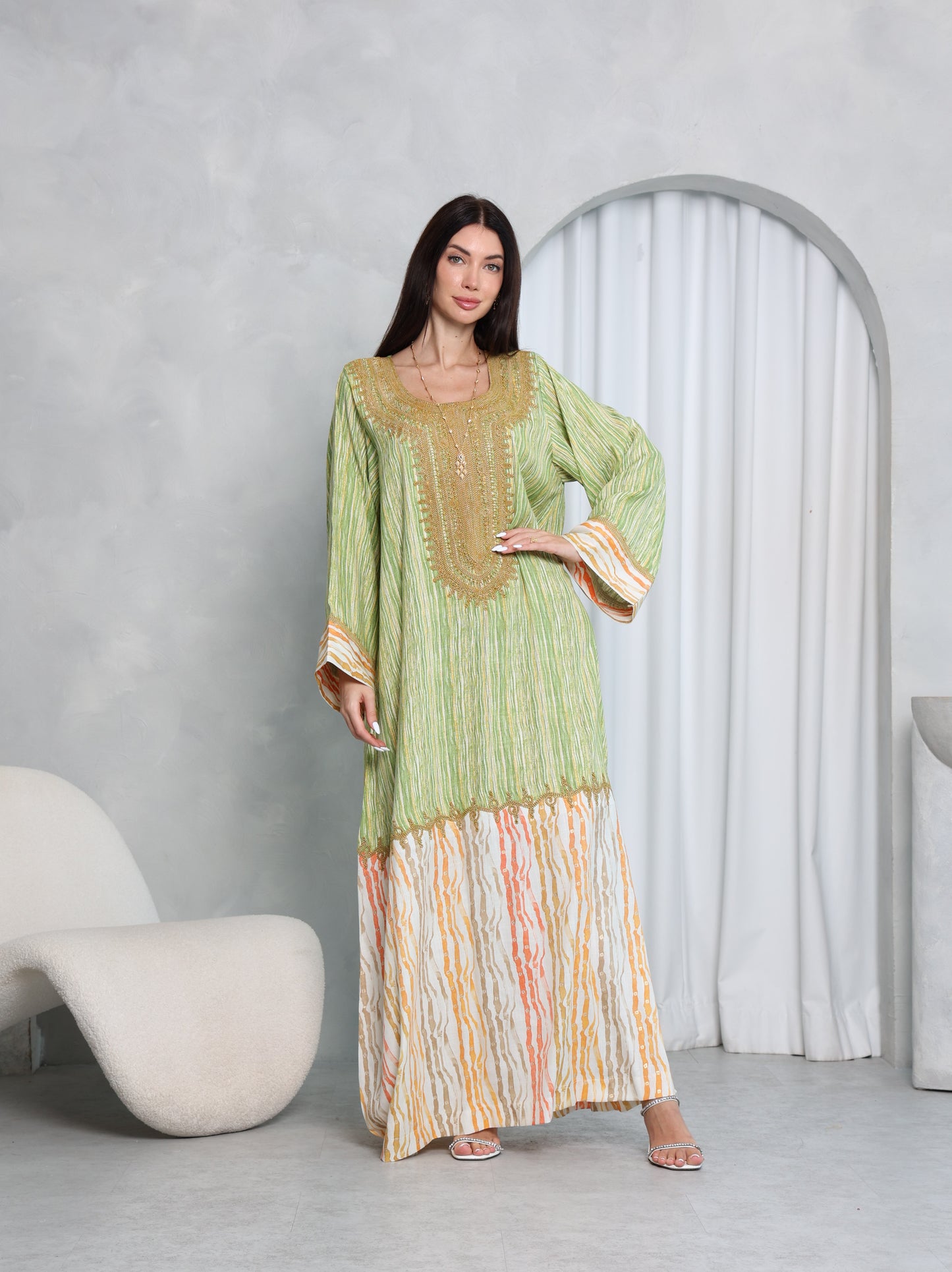 Pistachio Stripe Kaftan