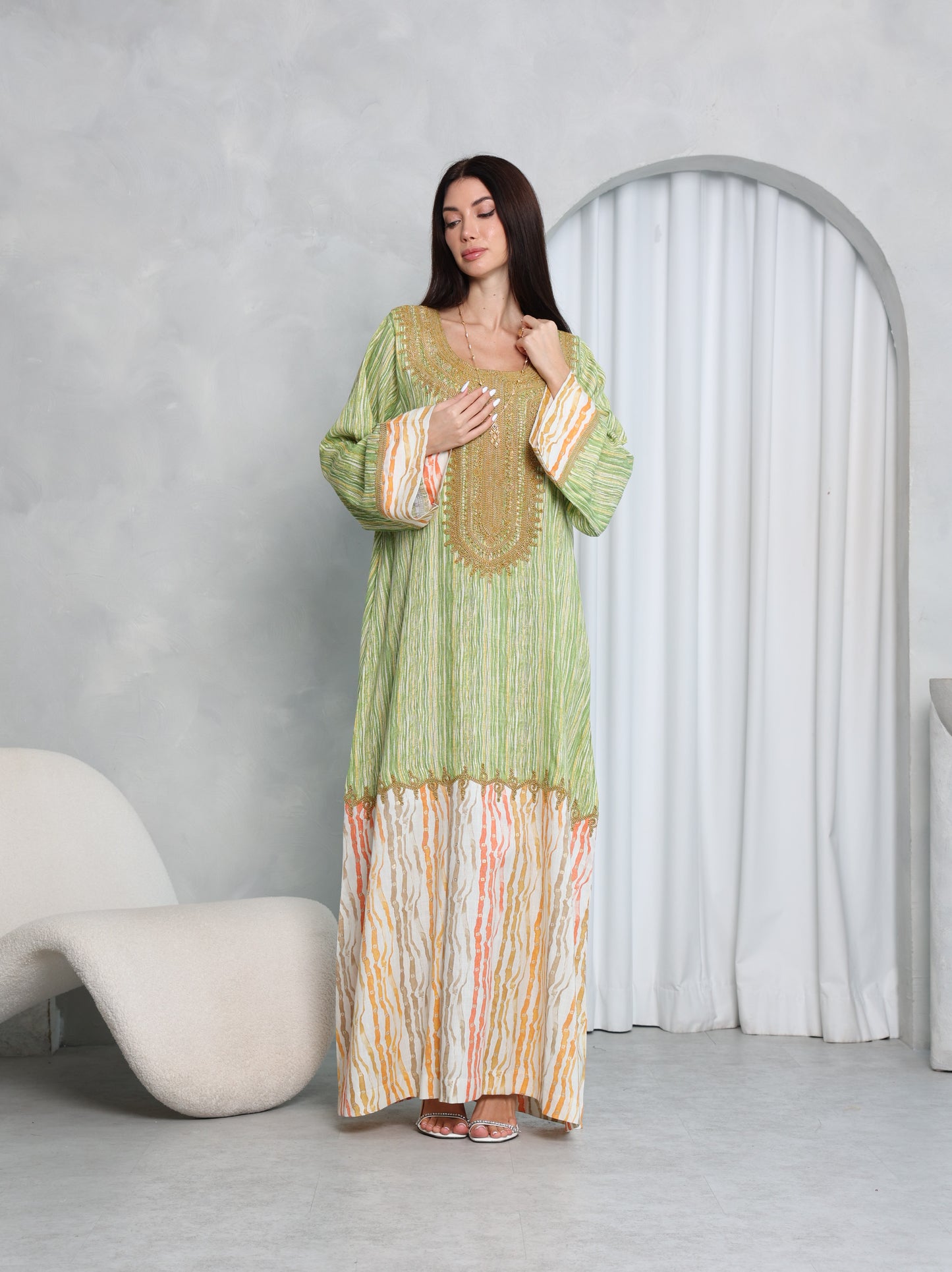 Pistachio Stripe Kaftan