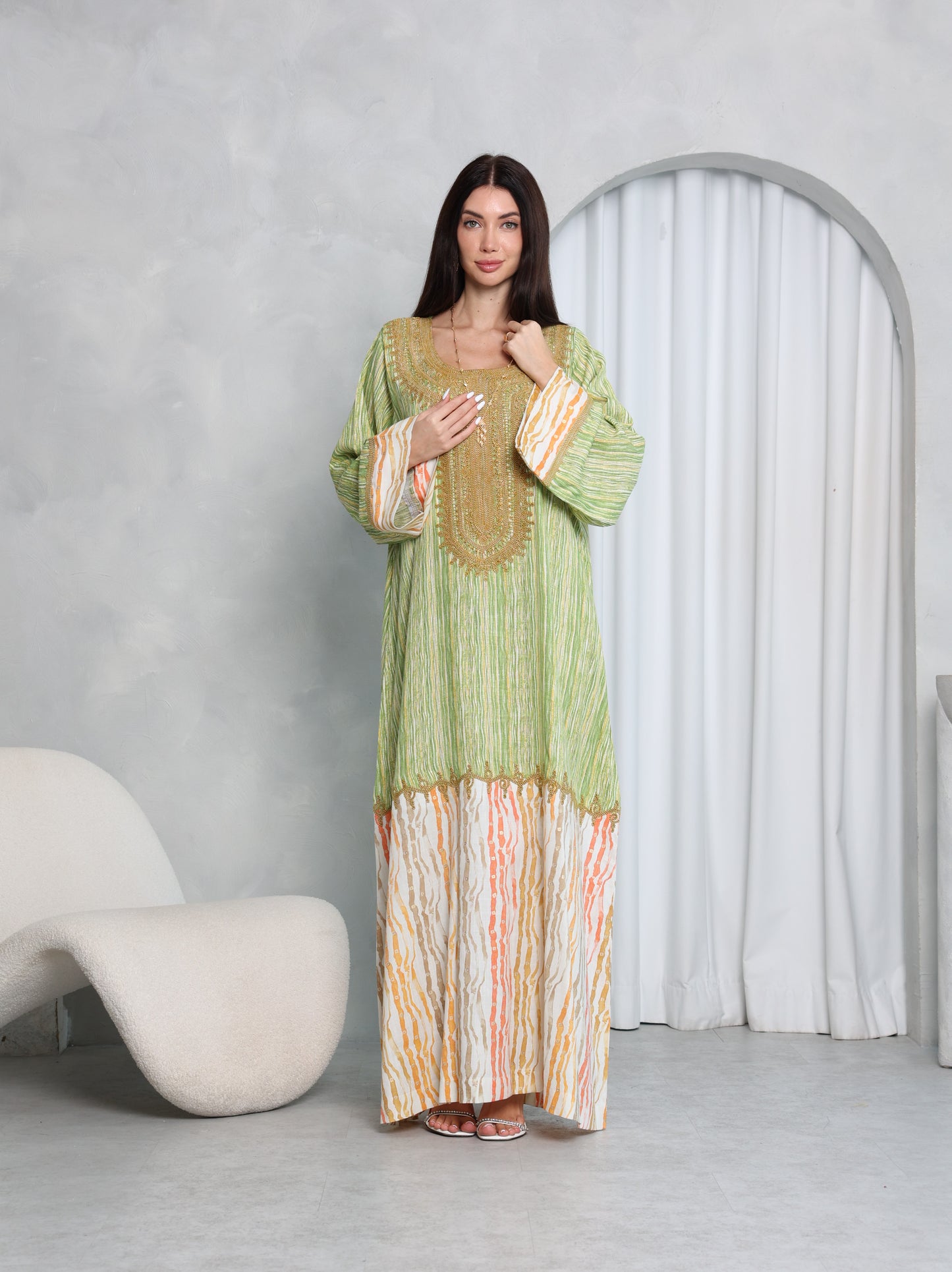 Pistachio Stripe Kaftan