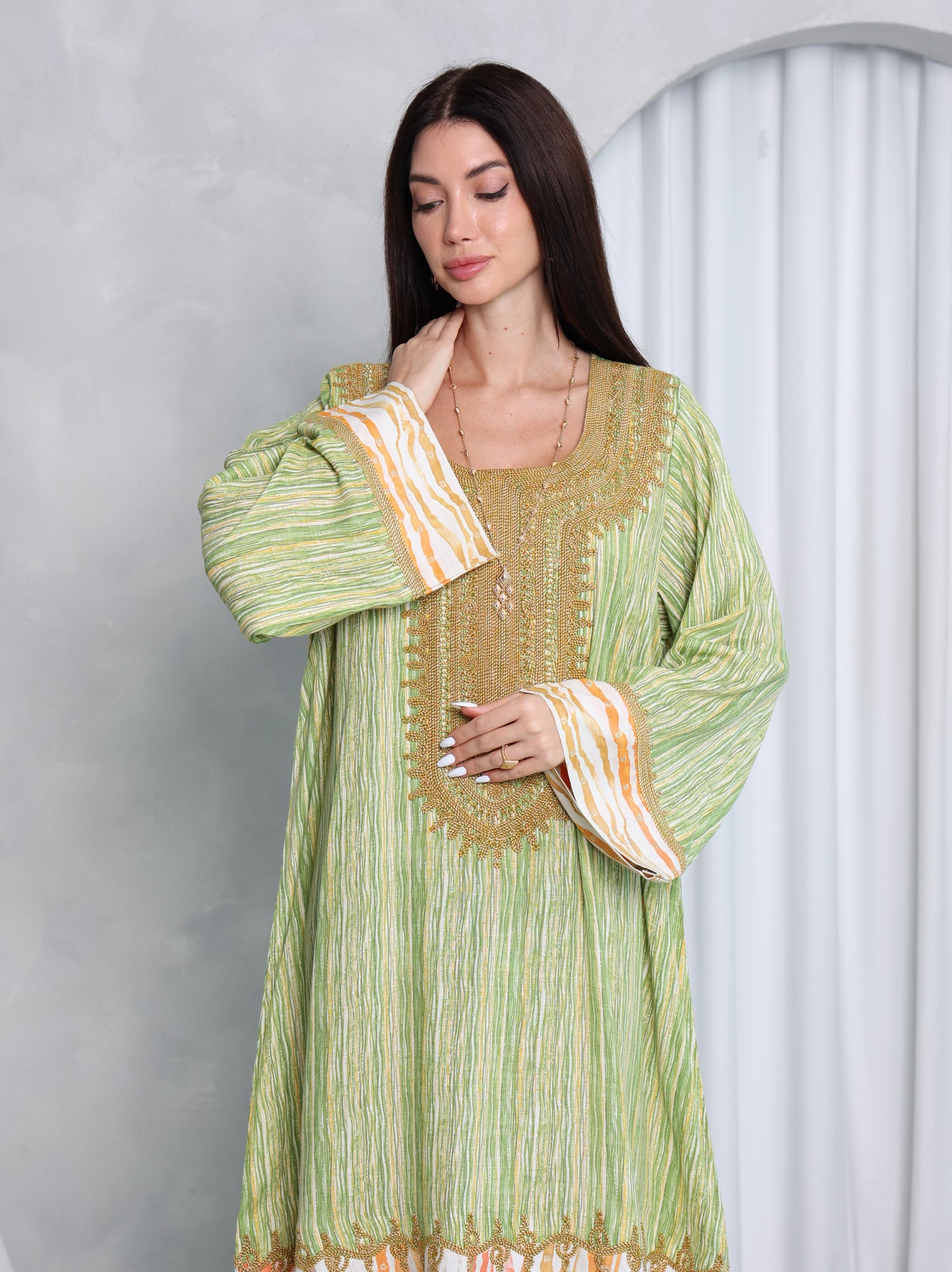 Pistachio Stripe Kaftan