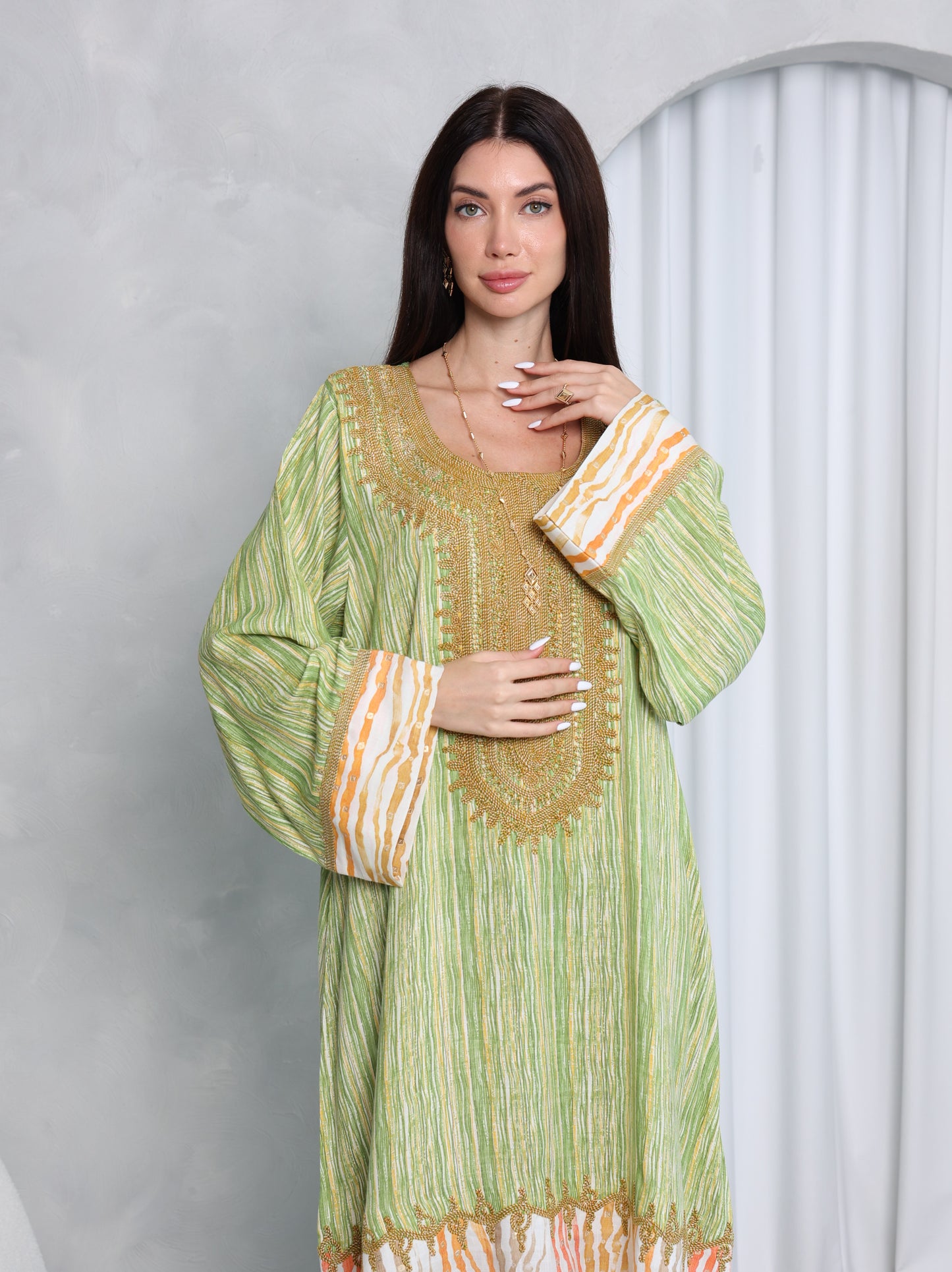 Pistachio Stripe Kaftan