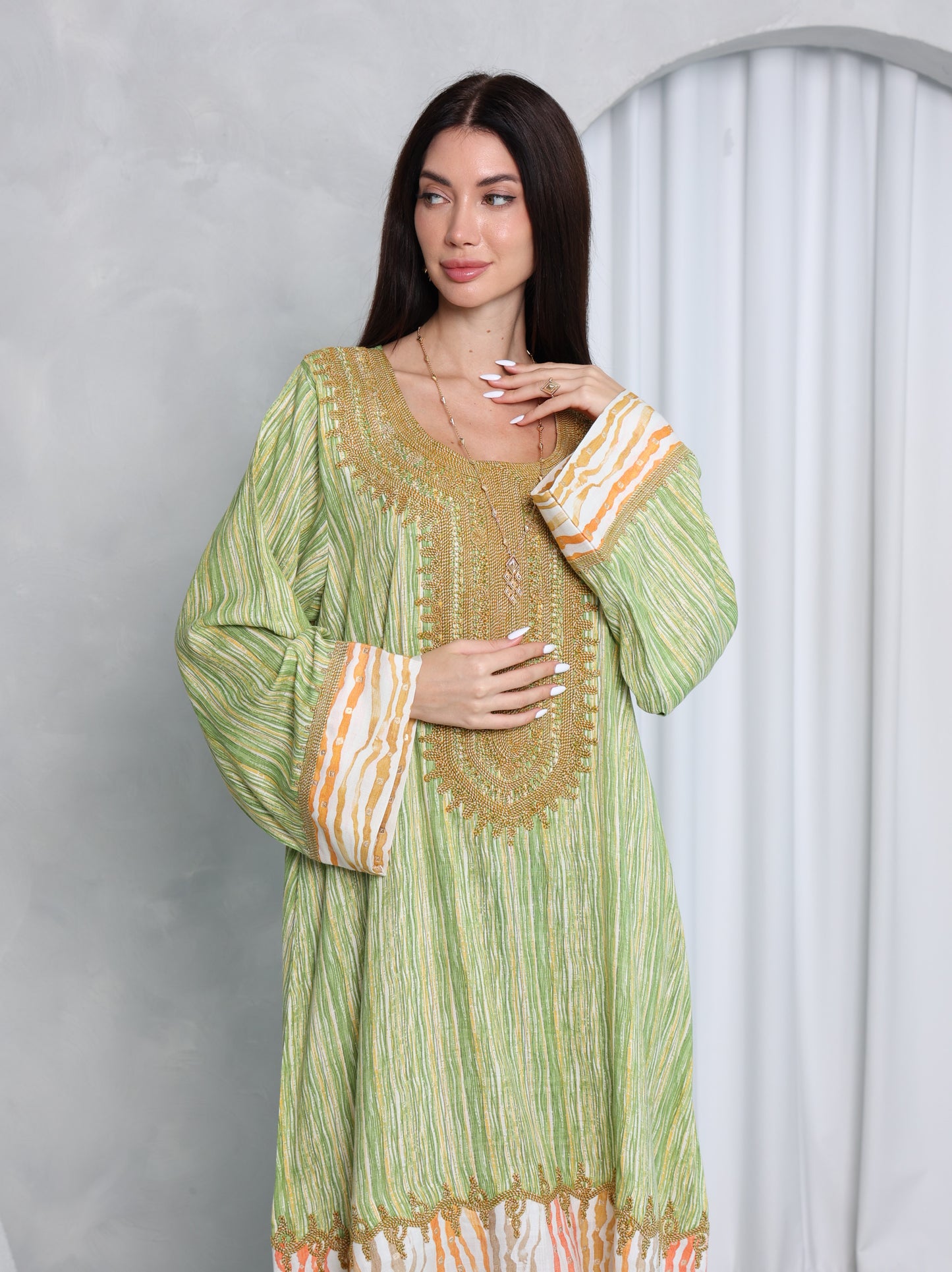 Pistachio Stripe Kaftan