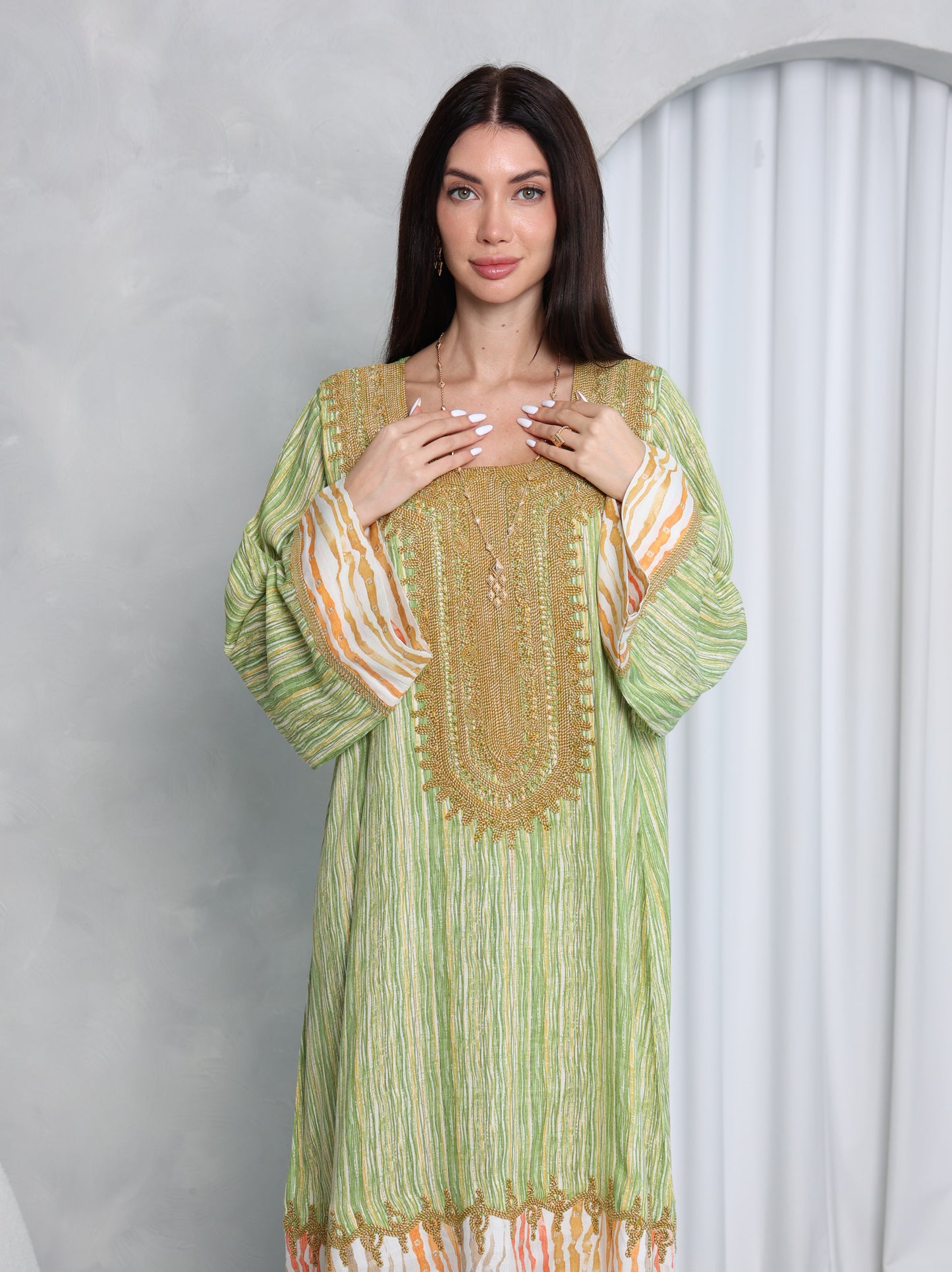 Pistachio Stripe Kaftan