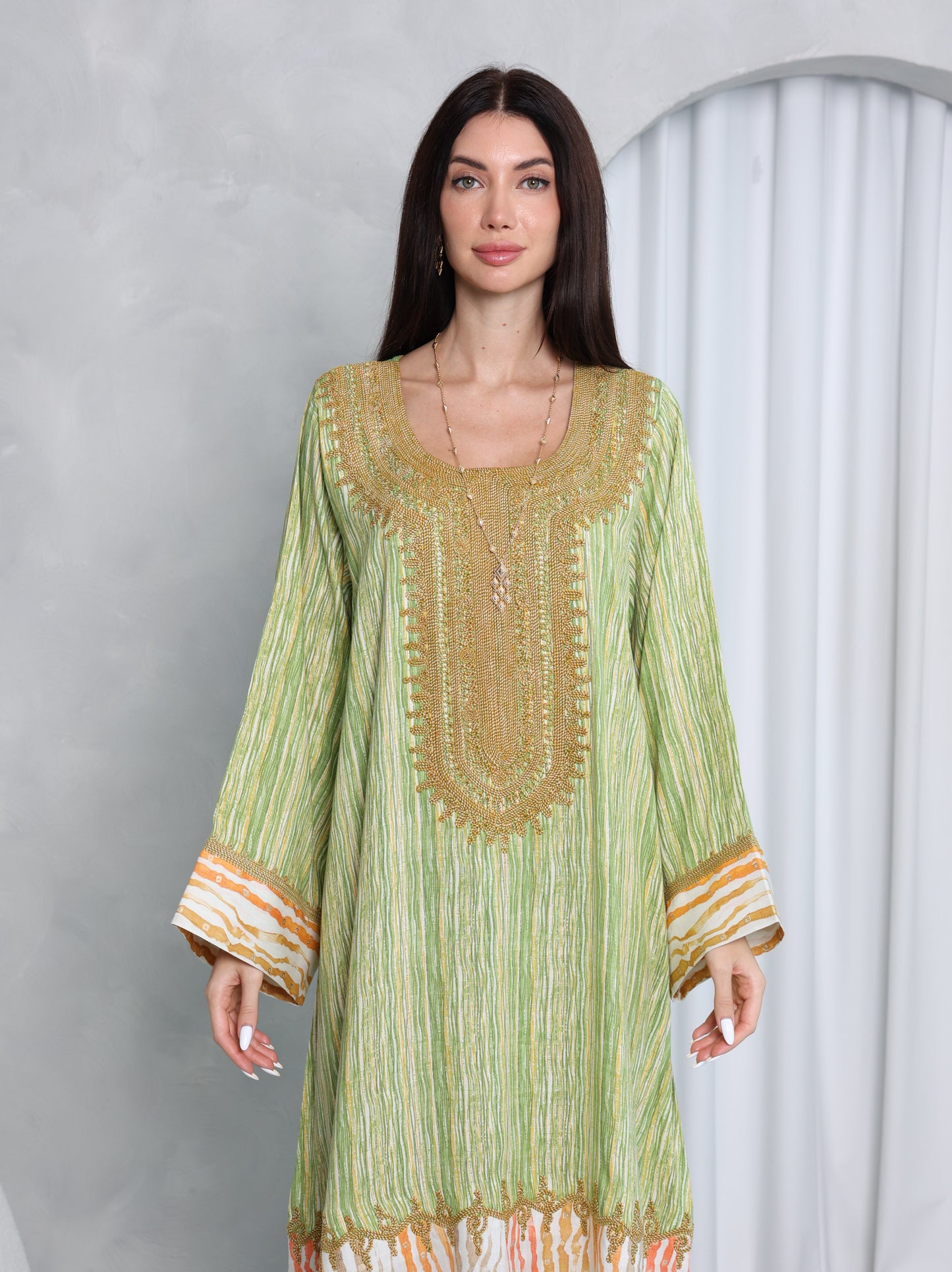 Pistachio Stripe Kaftan