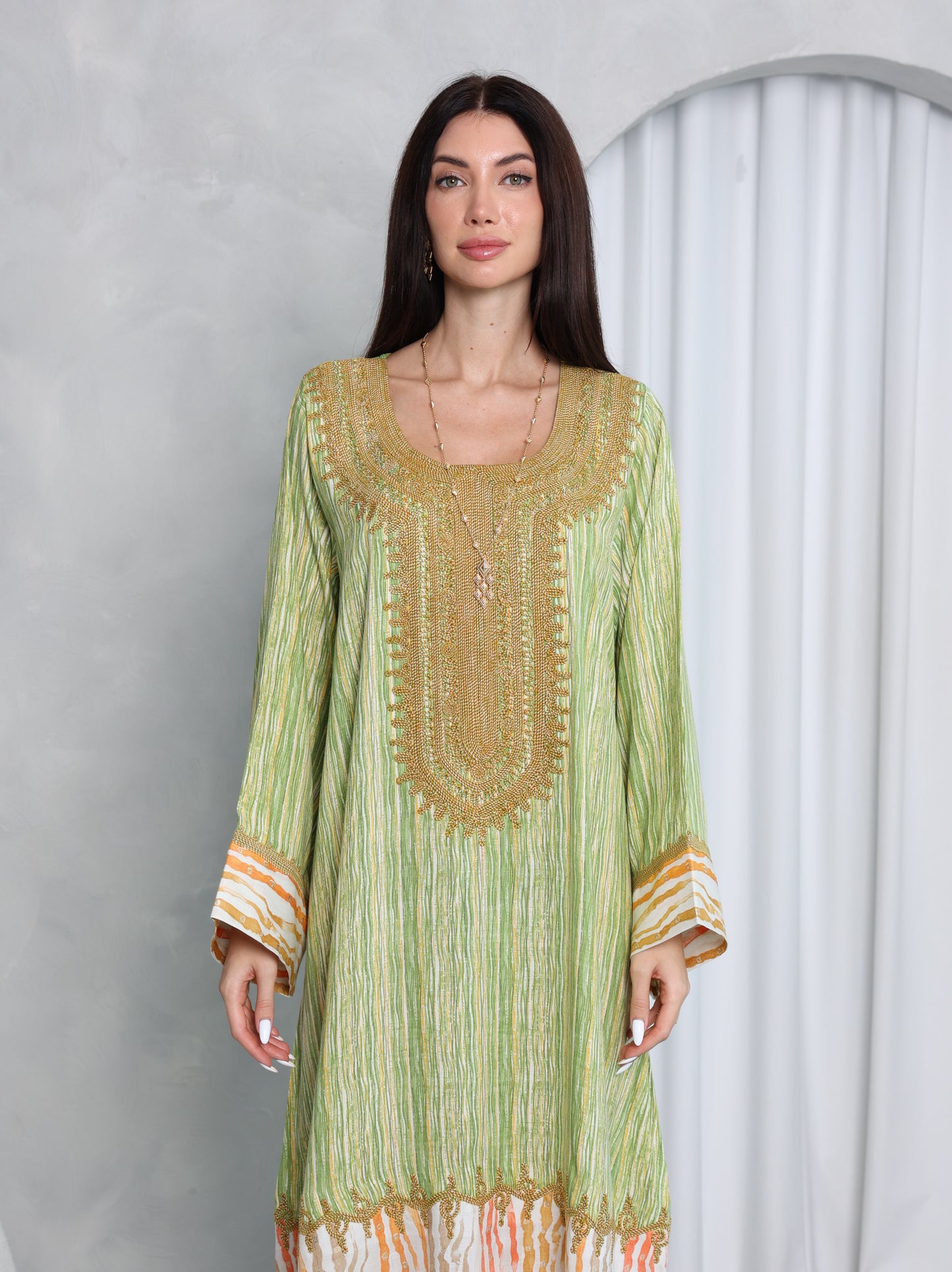 Pistachio Stripe Kaftan